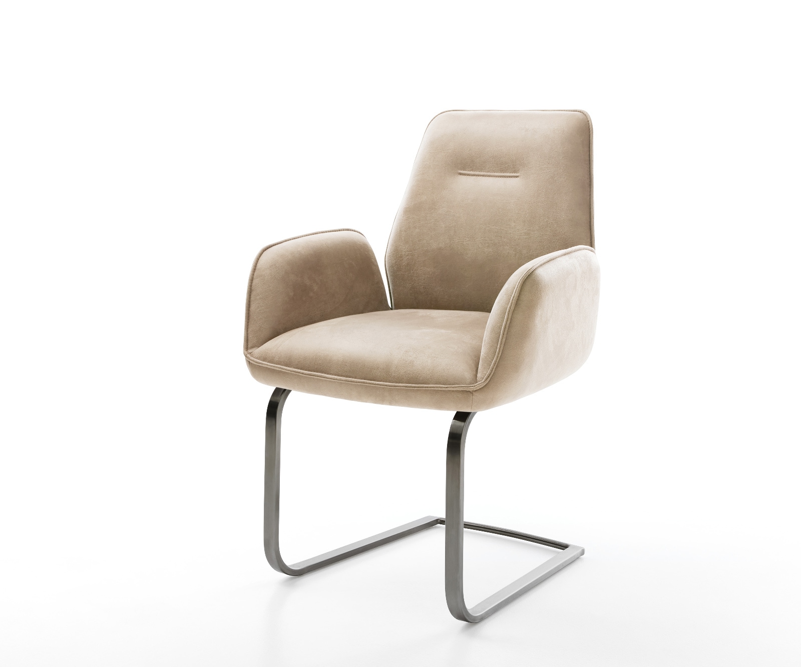Freischwinger Zoa-Flex Mikrofaser Beige Vintage Freischwinger flach Graphit Taschenfederkern