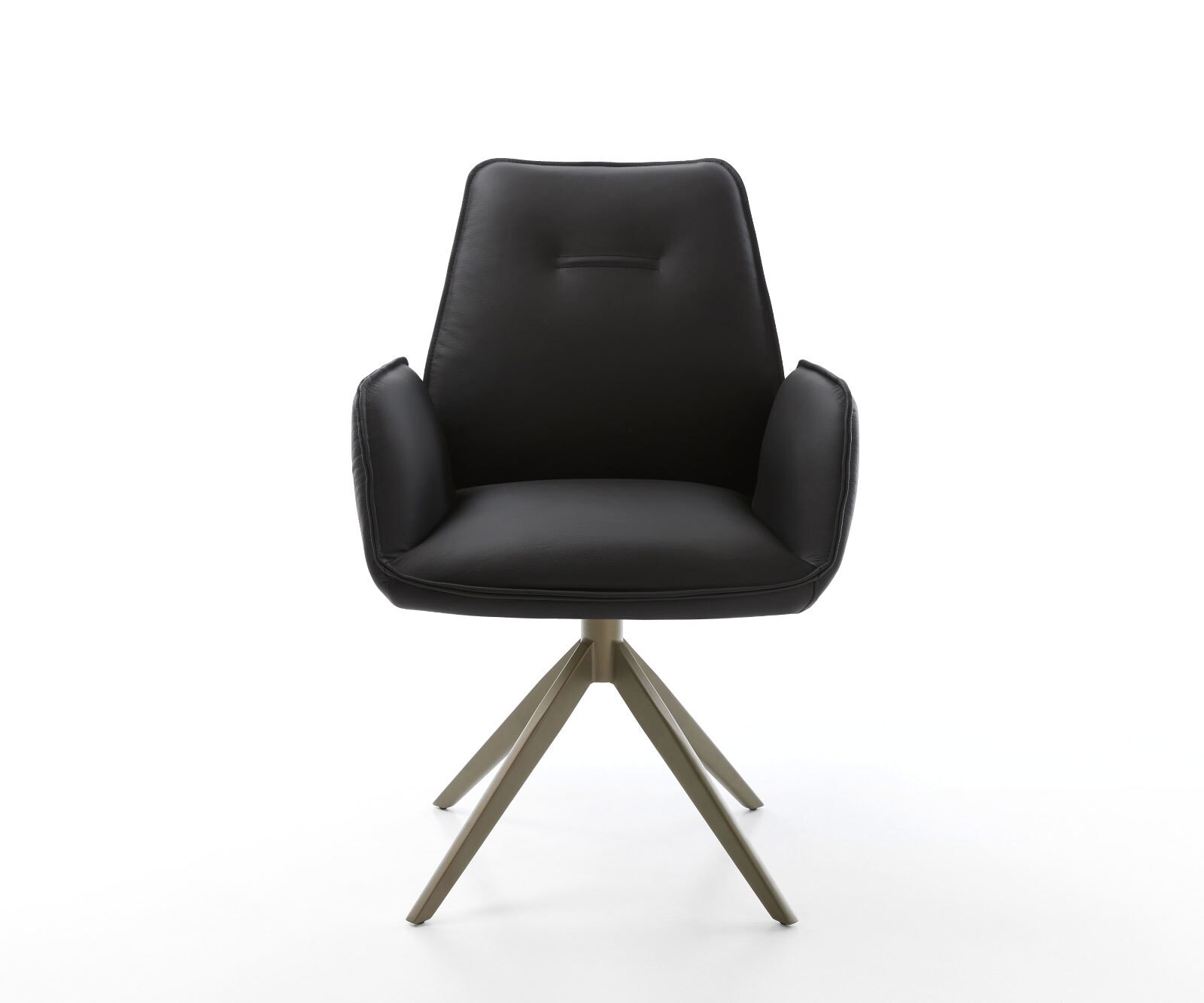 Drehstuhl Zoa-Flex Echt-Leder Schwarz Kreuzgestell breit Effektfinish Titan 360° drehbar Wippfunktion Taschenfederkern 4