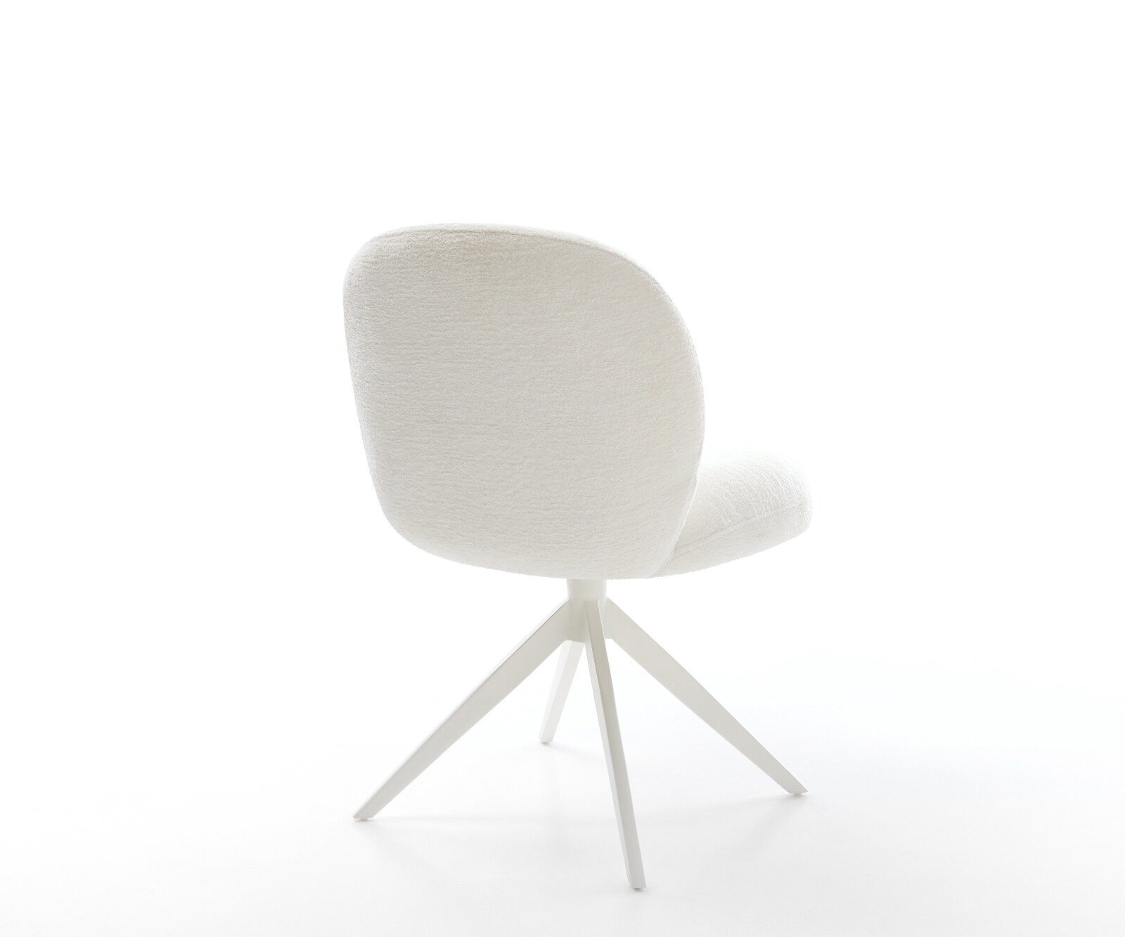 Drehstuhl Nube-Flex Bouclé Soft Beige Kreuzgestell breit Weiß 360° drehbar Wippfunktion Taschenfederkern 5
