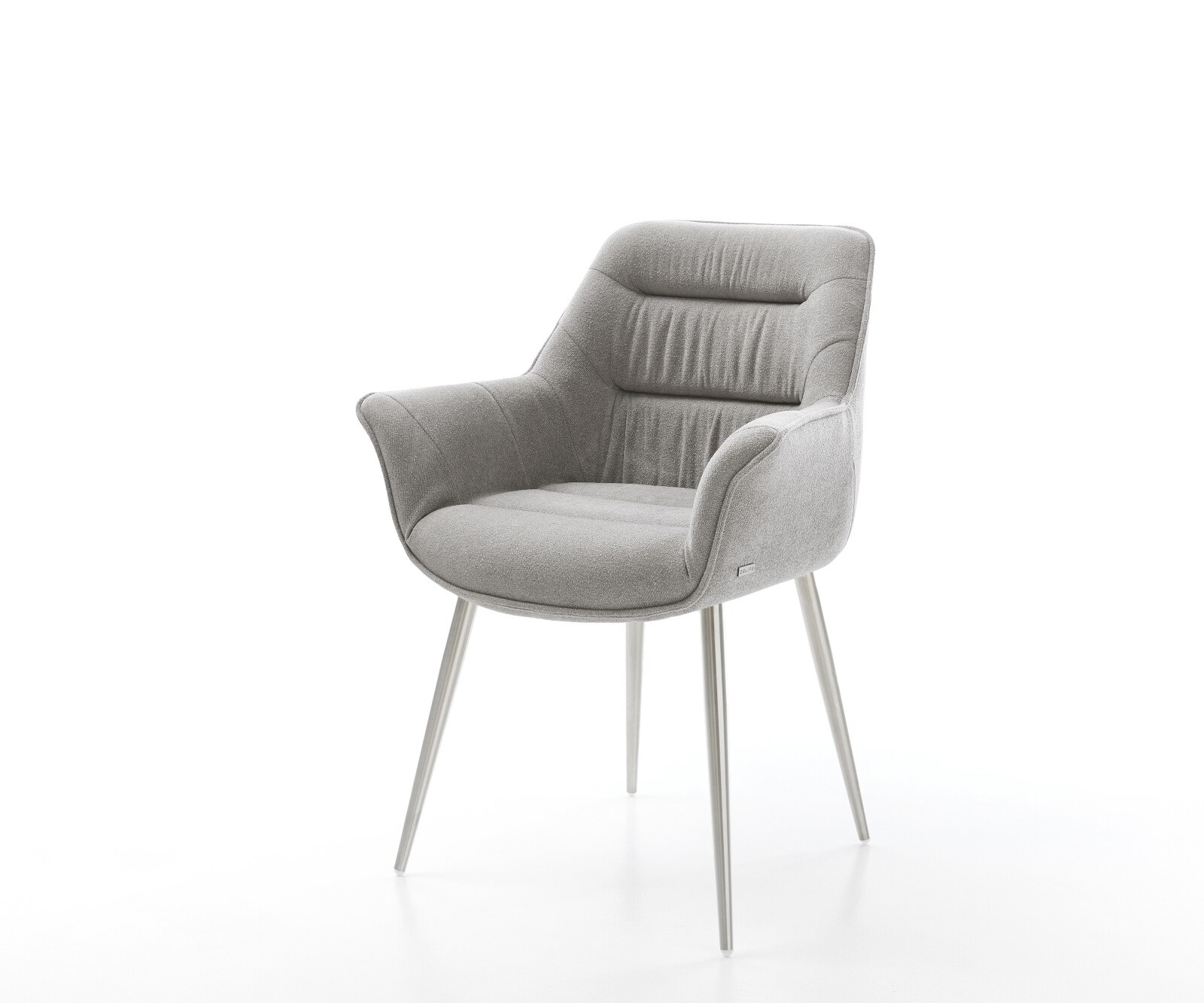 Esszimmerstuhl Kaira-Flex Strukturstoff Soft Grau 4-Fuß konisch Edelstahl 1