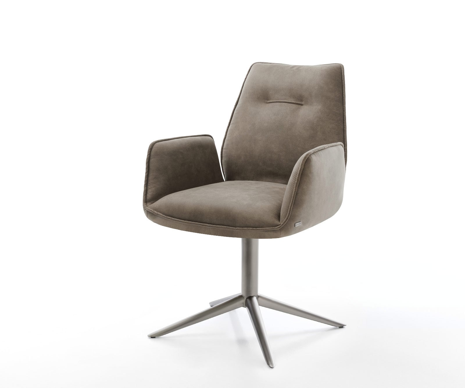Drehstuhl Zoa-Flex Mikrofaser Taupe Vintage Fußkreuz Graphit 360° drehbar Wippfunktion Taschenfederkern