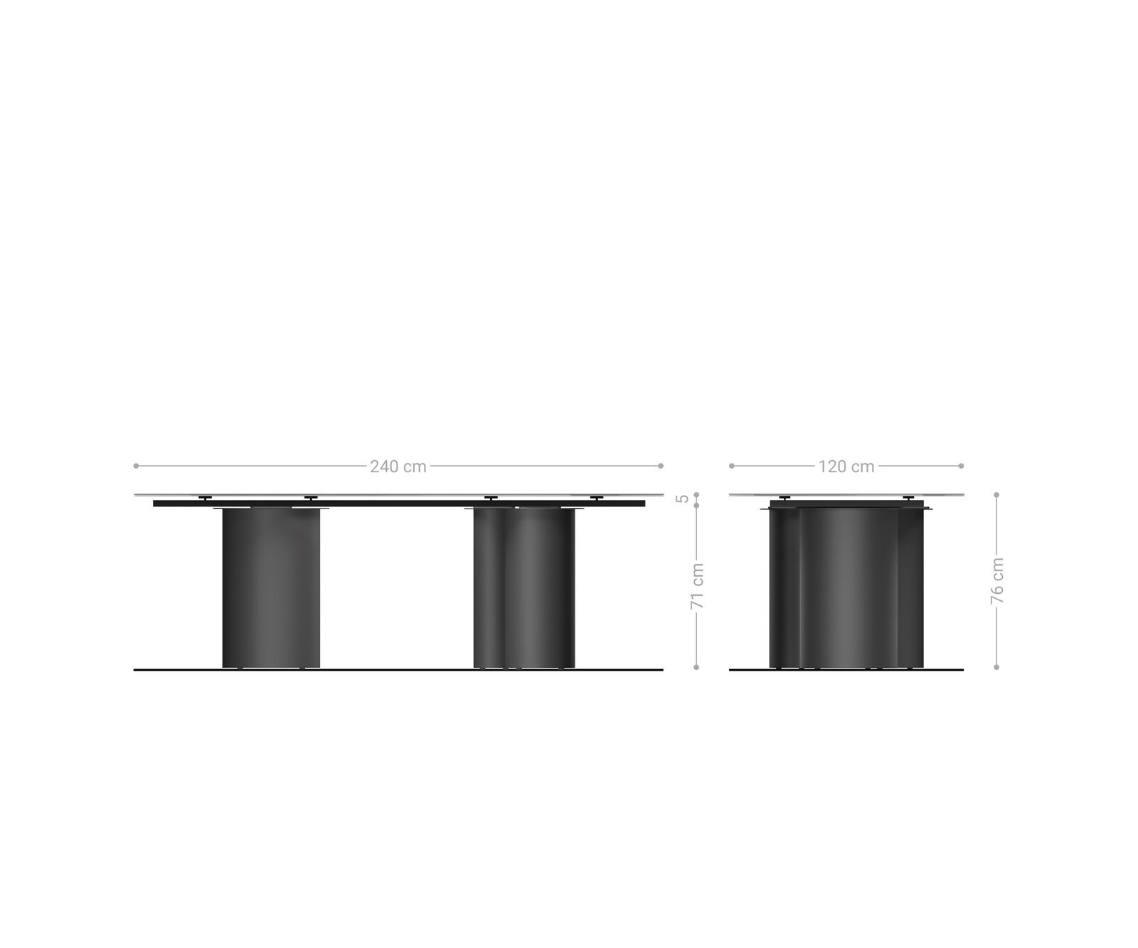 Esstisch Edge Boot 240x120 Keramik Travertin Natur Troa Metall Schwarz 8