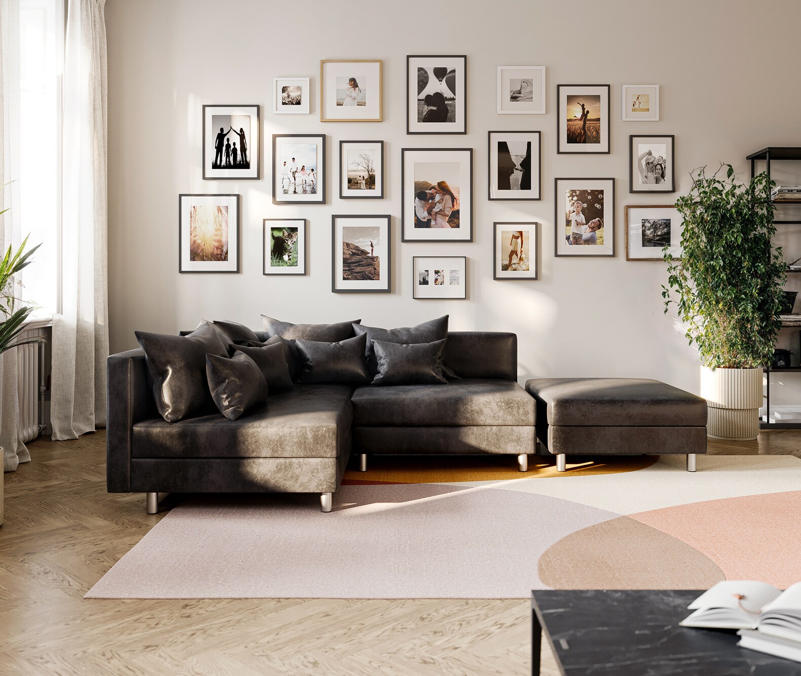 Ecksofa Clovis Anthrazit Antik Optik Hocker Ottomane Links Modulsofa 1