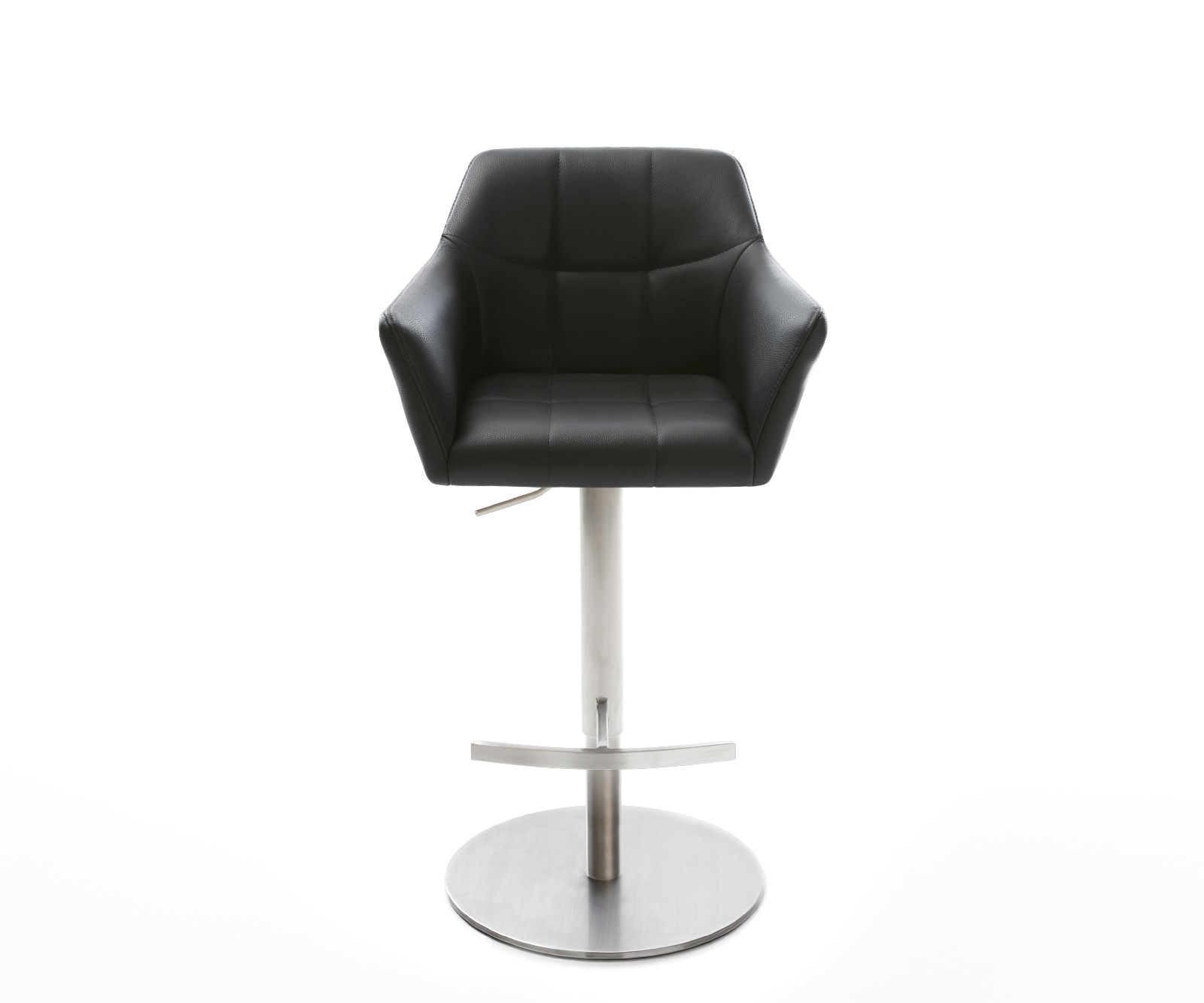 Barstuhl Yulo-Flex Echt-Leder Schwarz Drehfuß höhenverstellbar Edelstahl 4 Barstuhl Yulo-Flex Echt-Leder Schwarz Drehfuß höhenverstellbar Edelstahl 4