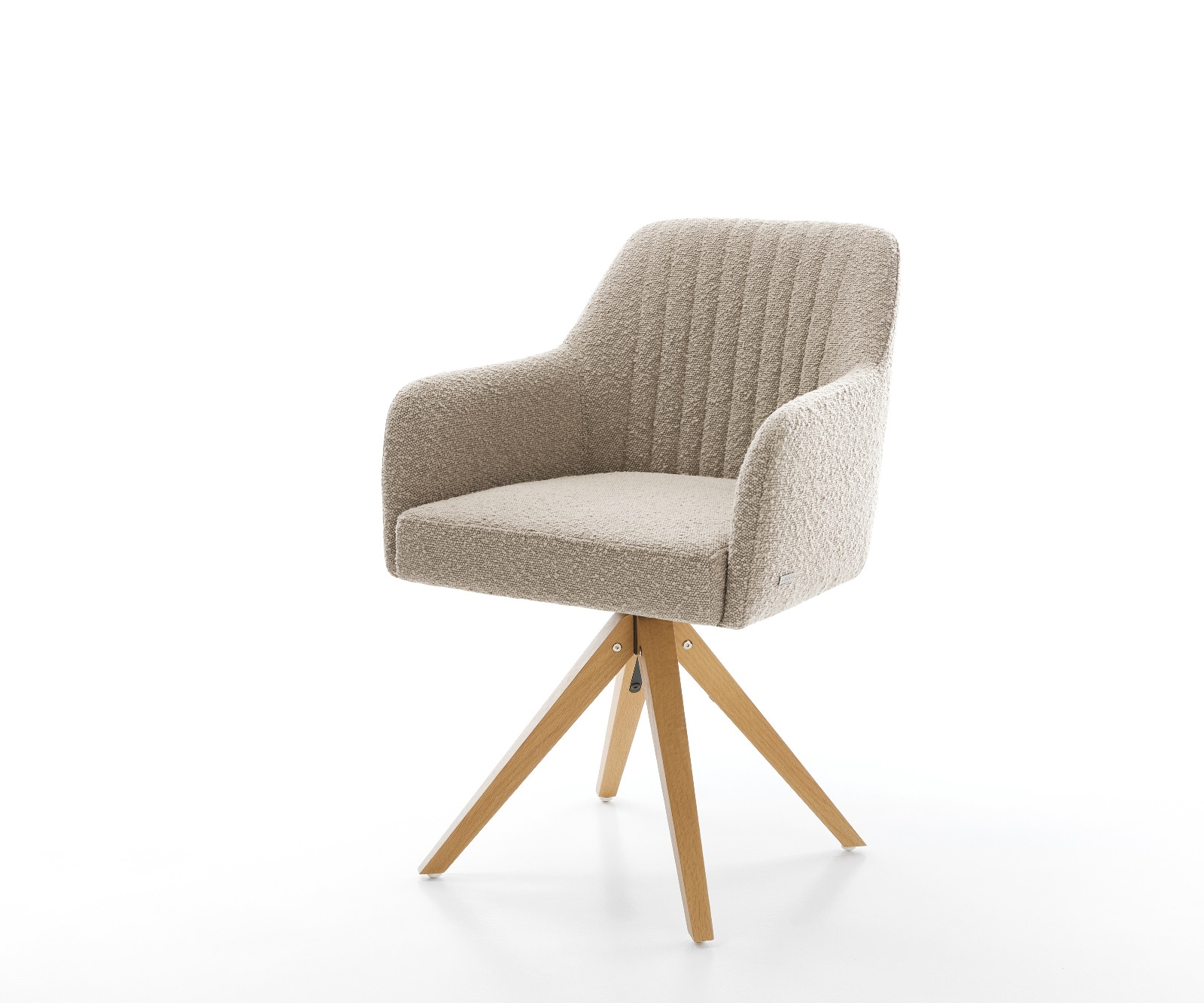 Chaise-pivotante Greg-Flex bouclé boue pied en bois angulaire naturel pivotement sur 180° ressorts ensachés