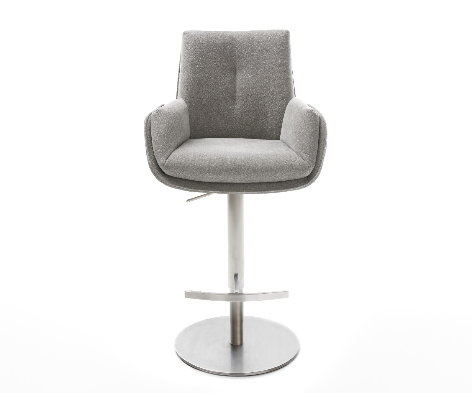 Barstuhl Clea-Flex Strukturstoff Soft Grau Drehfuß höhenverstellbar Edelstahl drehbar 2