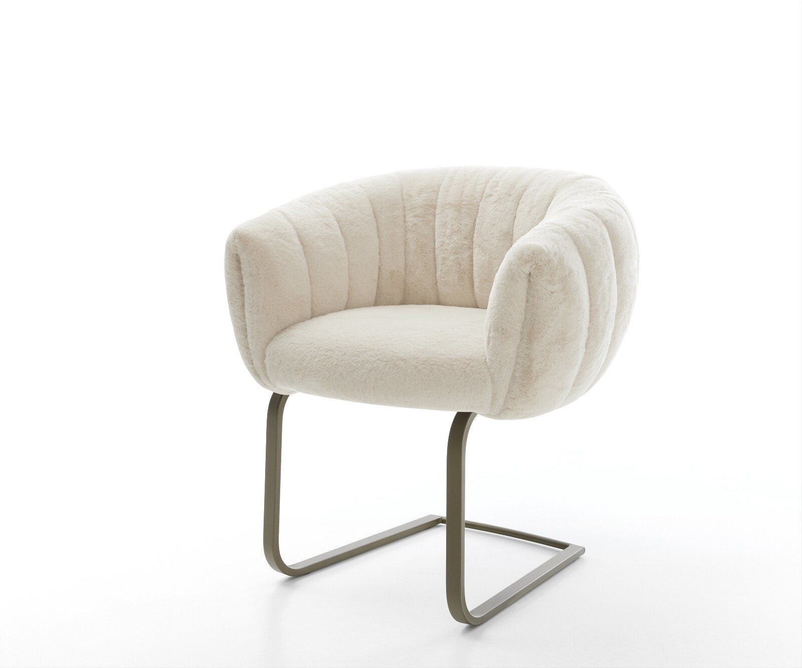 Freischwinger Jada-Flex Plüsch Creme-Weiß Freischwinger flach Effektfinish Titan Taschenfederkern 1