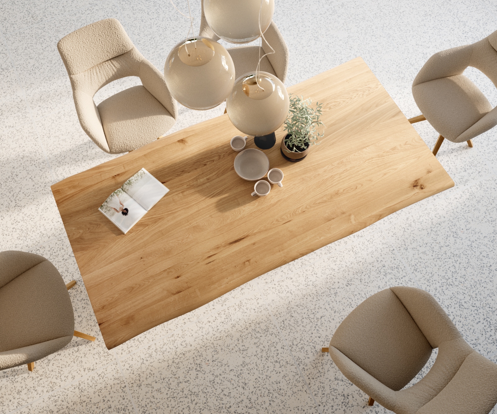 Esstisch Edge 200x100x2,5-3 Eiche Natur Kreuzgestell Rechteck Edelstahl Live-Edge 5 Esstisch Edge 200x100x2,5-3 Eiche Natur Kreuzgestell Rechteck Edelstahl Live-Edge 5
