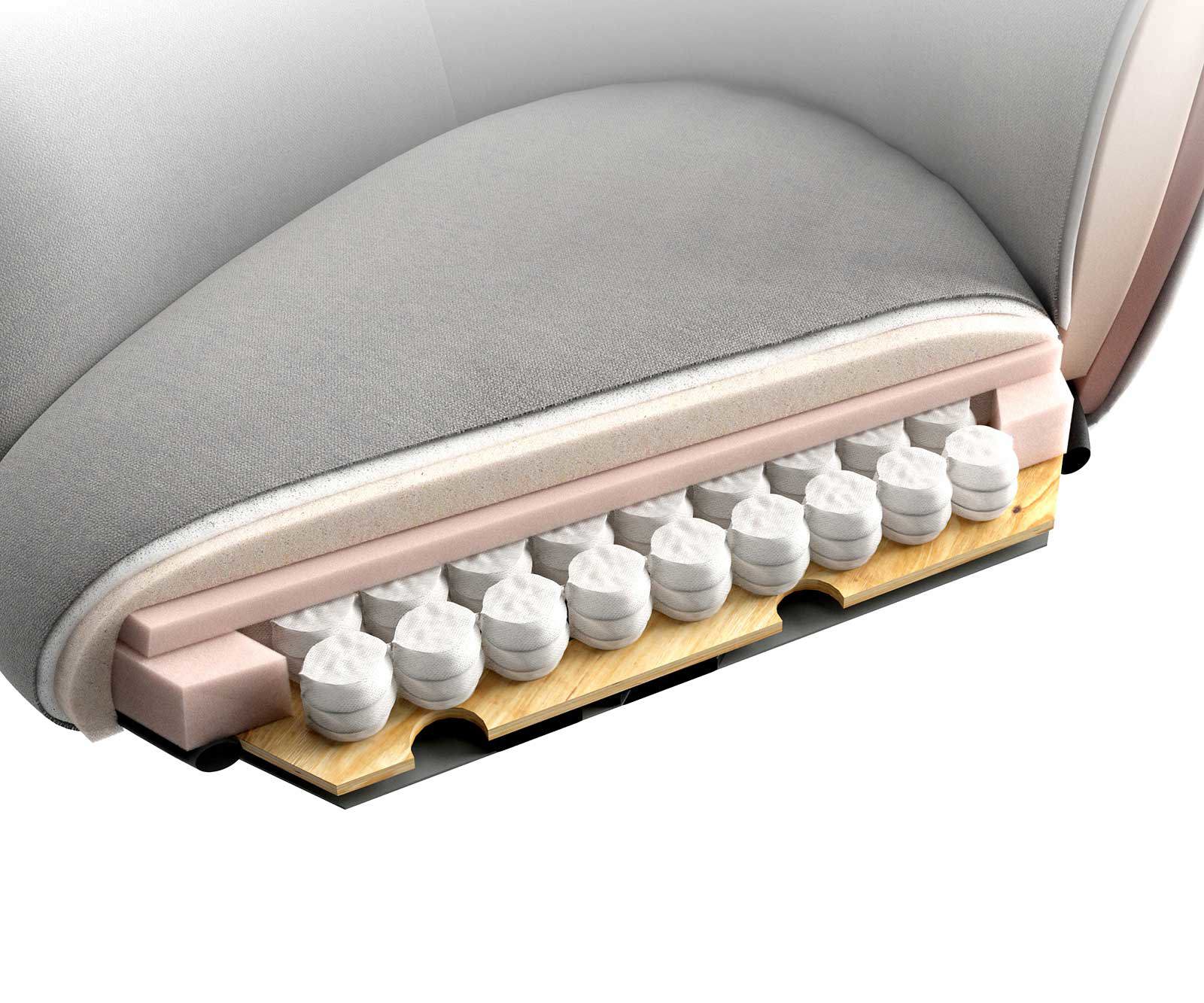 Esszimmerstuhl Nube-Flex mit Armlehnen Webstoff Soft Beige Kreuzgestell konisch Schwarz Taschenfederkern 8