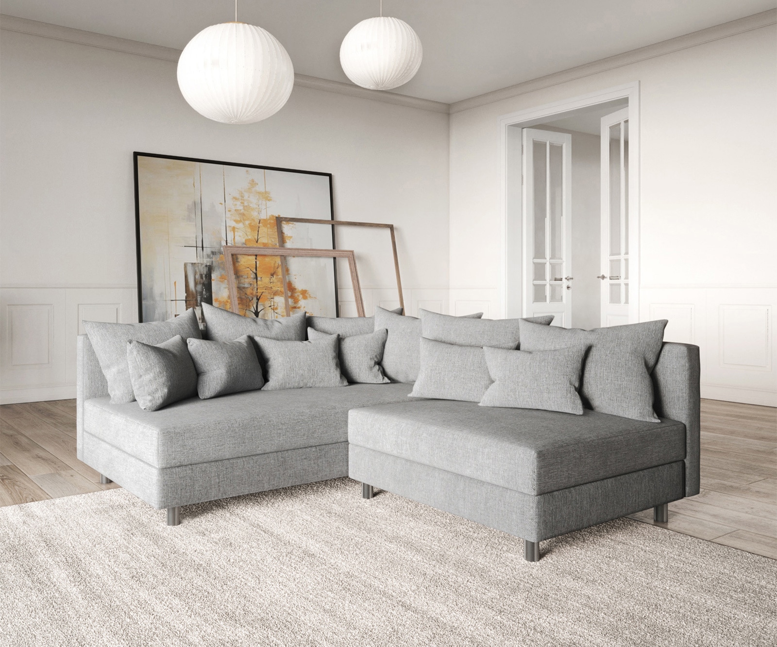 Ecksofa Clovis Grau Flachgewebe Ottomane Links Modulsofa 2 Ecksofa Clovis Grau Flachgewebe Ottomane Links Modulsofa 2