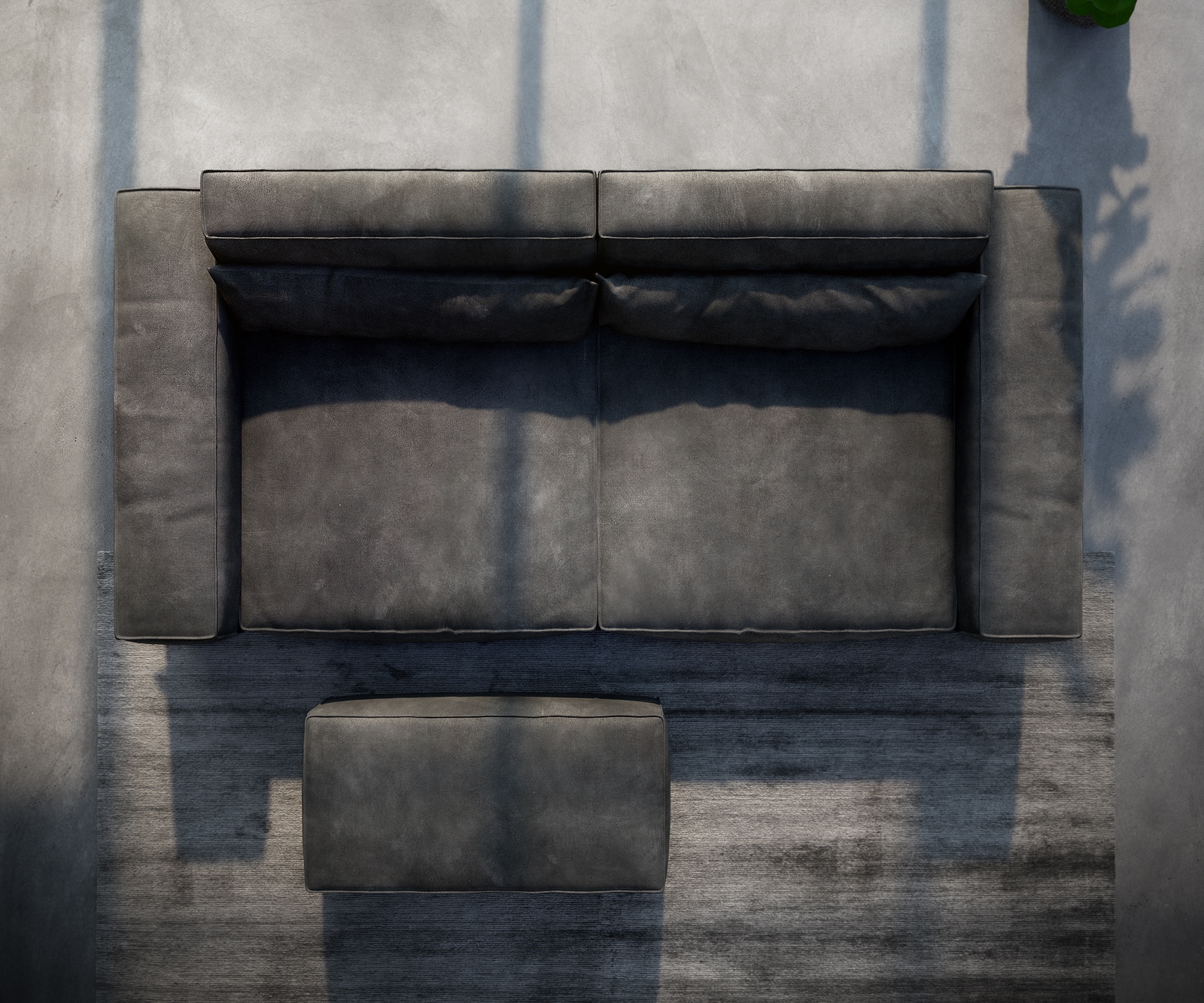 Big-Sofa Sirpio XL 270x130 cm Lederimitat Vintage Anthrazit  mit Hocker 3 Big-Sofa Sirpio XL 270x130 cm Lederimitat Vintage Anthrazit  mit Hocker 3