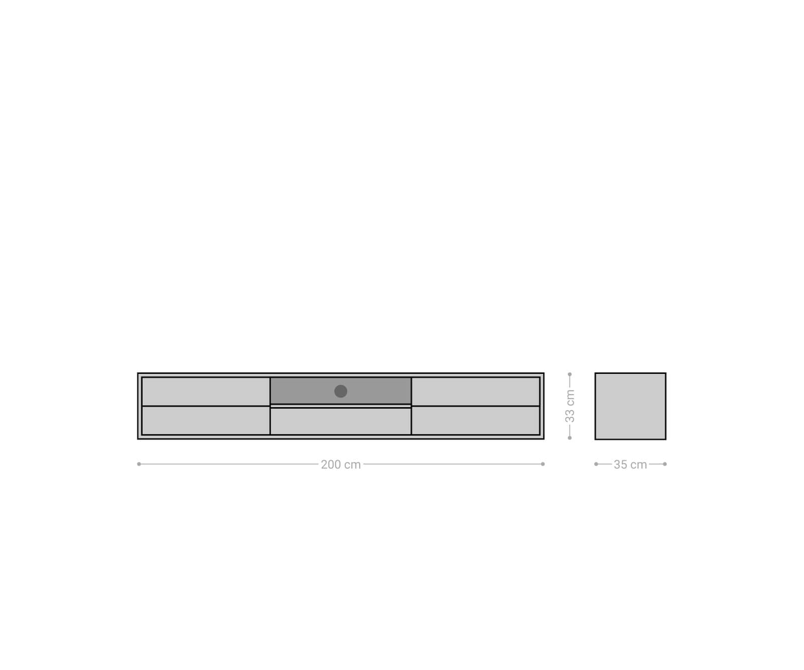 Lowboard Eloi 200x35 cm Akazie Braun 2 Türen 1 Schublade schwebend 5 Lowboard Eloi 200x35 cm Akazie Braun 2 Türen 1 Schublade schwebend 5