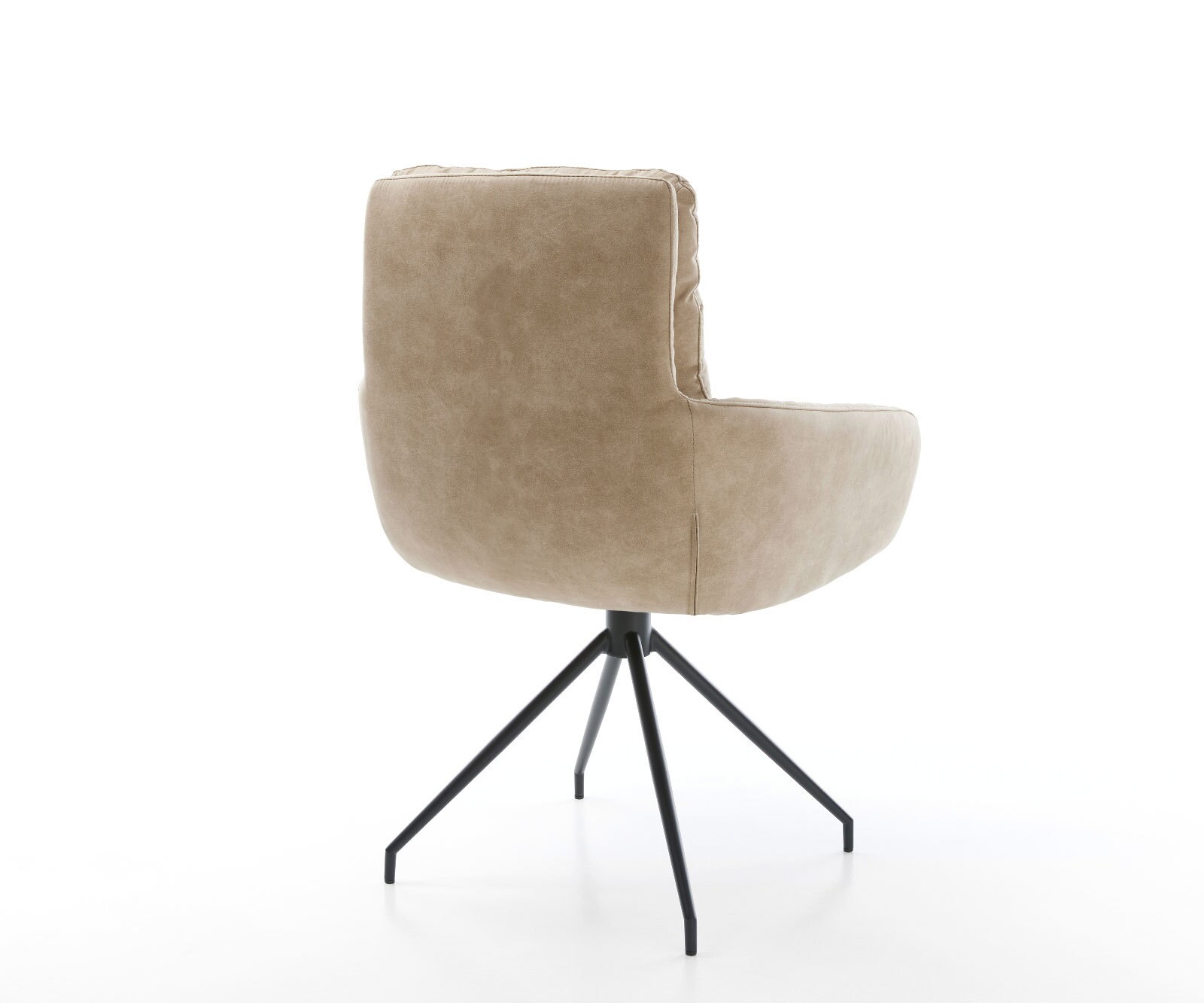 Esszimmerstuhl Abelia-Flex mit Armlehnen Mikrofaser Beige Vintage Kreuzgestell konisch Schwarz 4