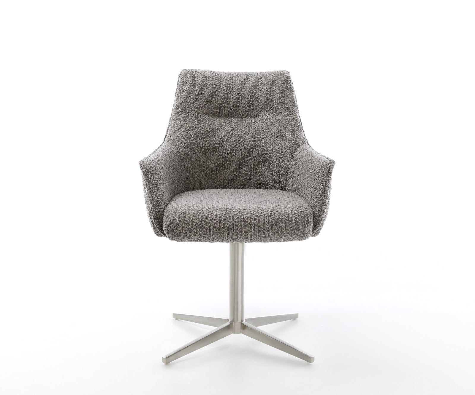 Drehstuhl Alja-Flex mit Armlehnen Bouclé Silbergrau Fußkreuz Edelstahl 360° drehbar Taschenfederkern 1 Drehstuhl Alja-Flex mit Armlehnen Bouclé Silbergrau Fußkreuz Edelstahl 360° drehbar Taschenfederkern 1