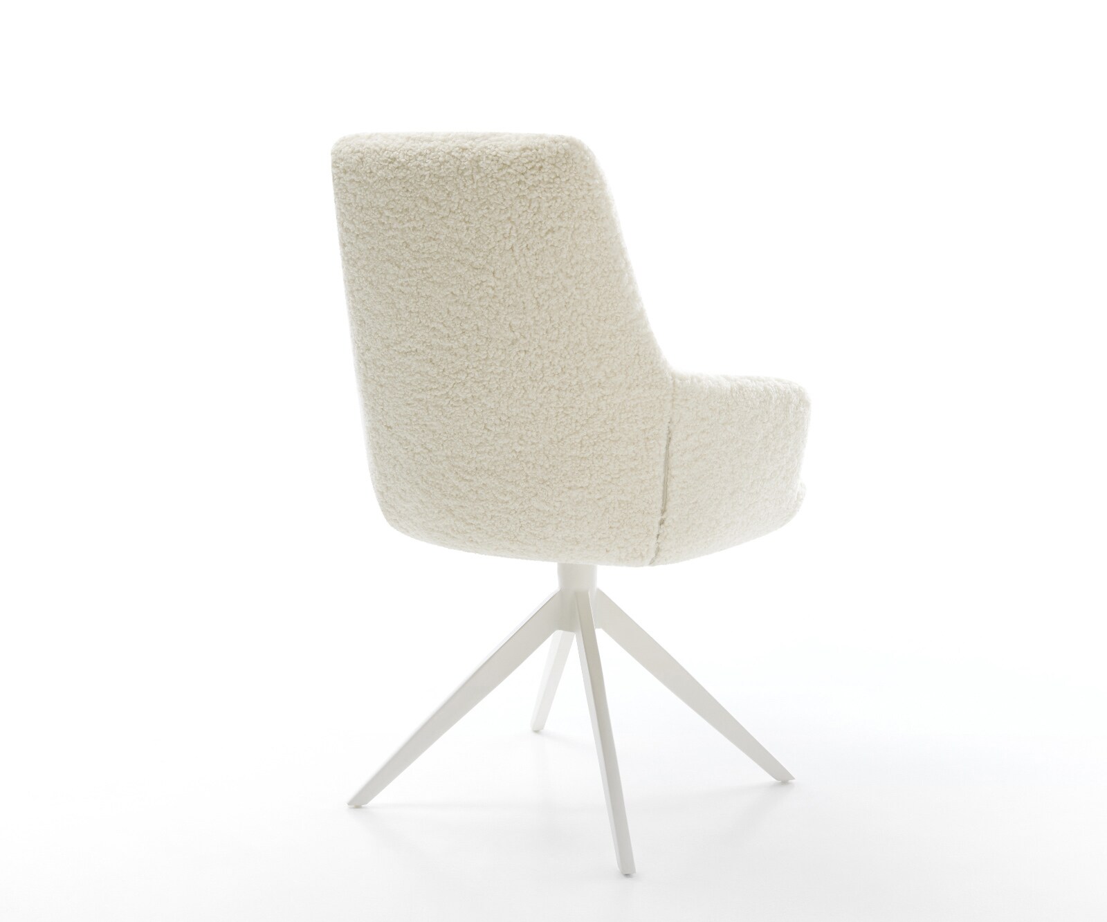 Drehstuhl Zelia-Flex mit Armlehnen Teddystoff Beige Kreuzgestell breit Weiß 360° drehbar Wippfunktion Taschenfederkern 5