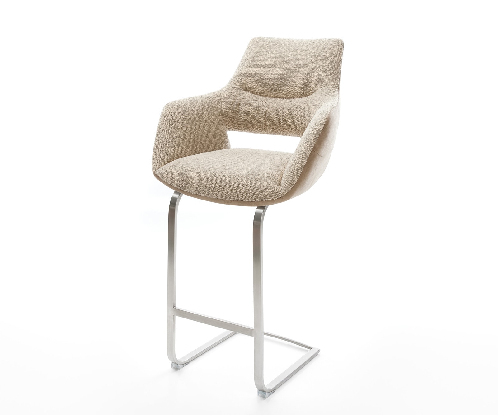 Barstuhl Yago-Flex Materialmix Mikrofaser Schlamm / Bouclé Schlamm Freischwinger flach Edelstahl Taschenfederkern Barstuhl Yago-Flex Materialmix Mikrofaser Schlamm / Bouclé Schlamm Freischwinger flach Edelstahl Taschenfederkern