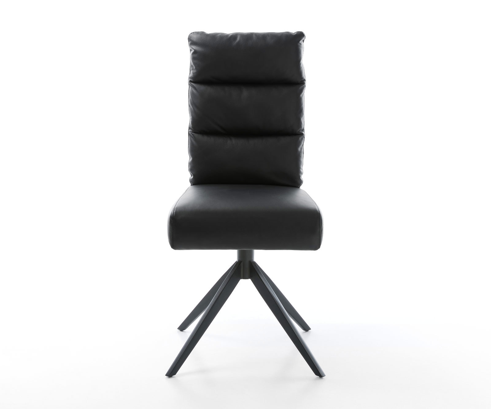 Drehstuhl Pela-Flex Echt-Leder Schwarz Kreuzgestell breit Schwarz 360° drehbar Wippfunktion Taschenfederkern 1