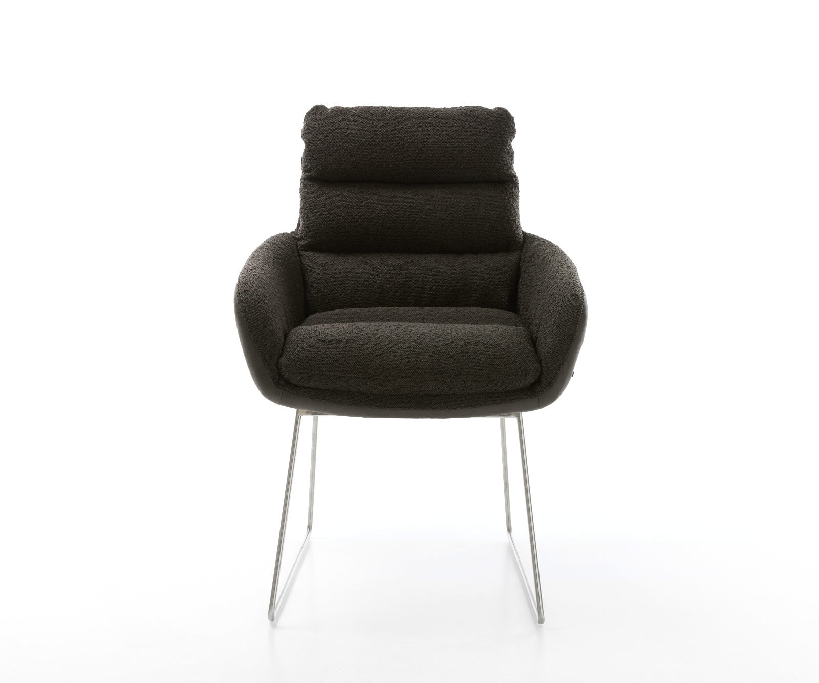 Esszimmerstuhl Abelia-Flex mit Armlehnen Materialmix Schwarz Kufengestell Edelstahl 1 Esszimmerstuhl Abelia-Flex mit Armlehnen Materialmix Schwarz Kufengestell Edelstahl 1