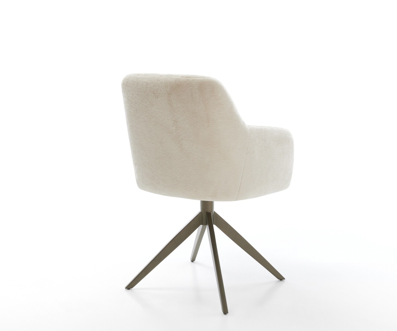 Drehstuhl Greg-Flex Plüsch Creme-Weiß Kreuzgestell breit Effektfinish Titan 360° drehbar Wippfunktion Taschenfederkern 5