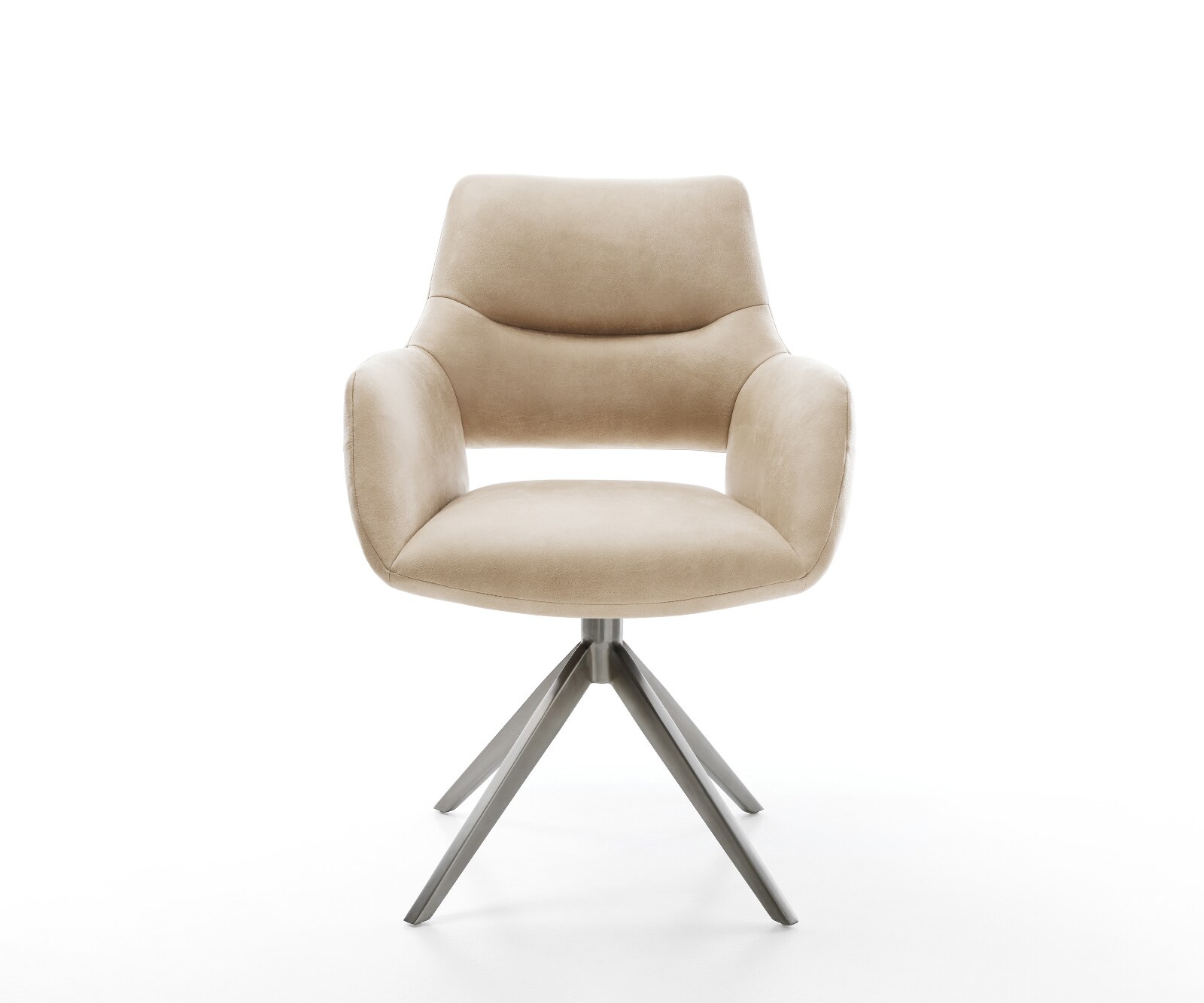 Drehstuhl Yago-Flex mit Armlehnen Mikrofaser Beige Vintage Kreuzgestell breit Graphit 360° drehbar Wippfunktion Taschenfederkern 1