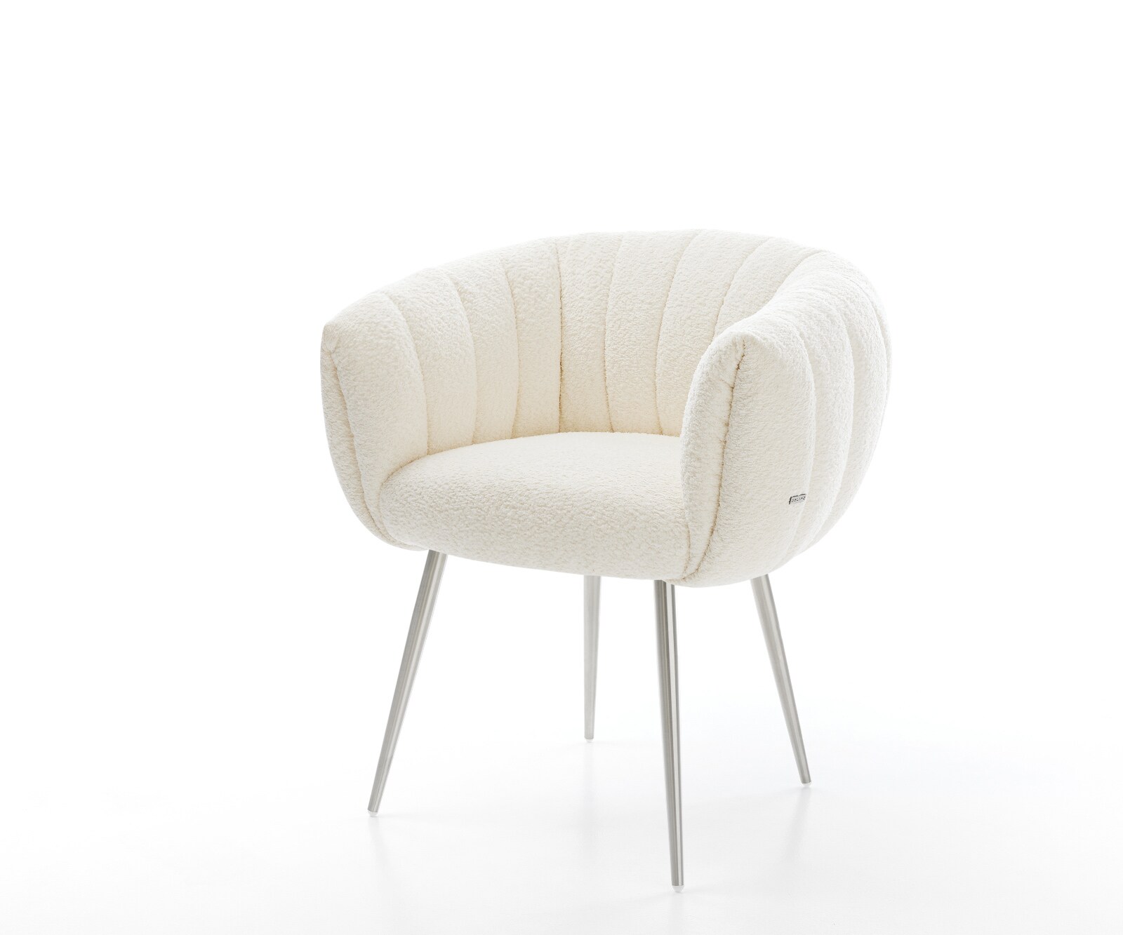 Esszimmerstuhl Jada-Flex Bouclé Weiß 4-Fuß konisch Edelstahl Taschenfederkern 1