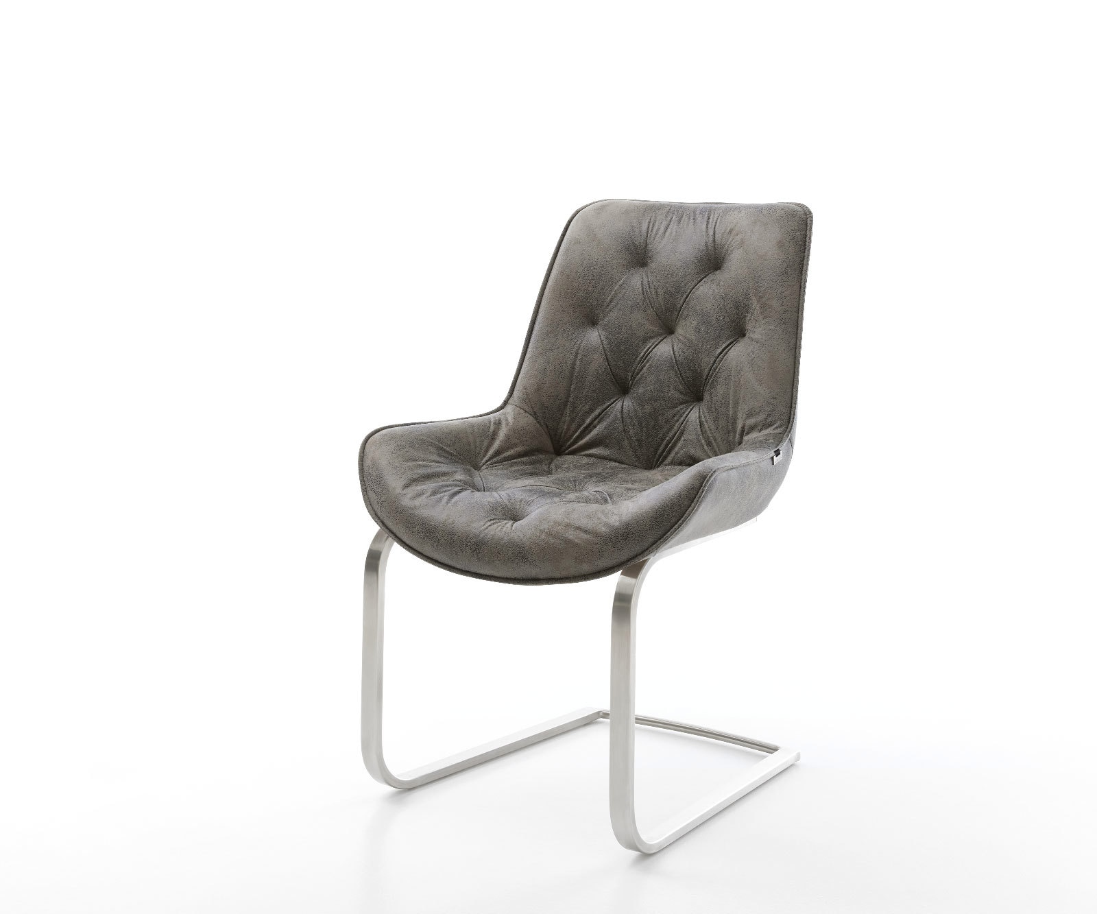 Freischwinger Taimi-Flex Mikrofaser Grau Antik Freischwinger flach Edelstah günstig online kaufen