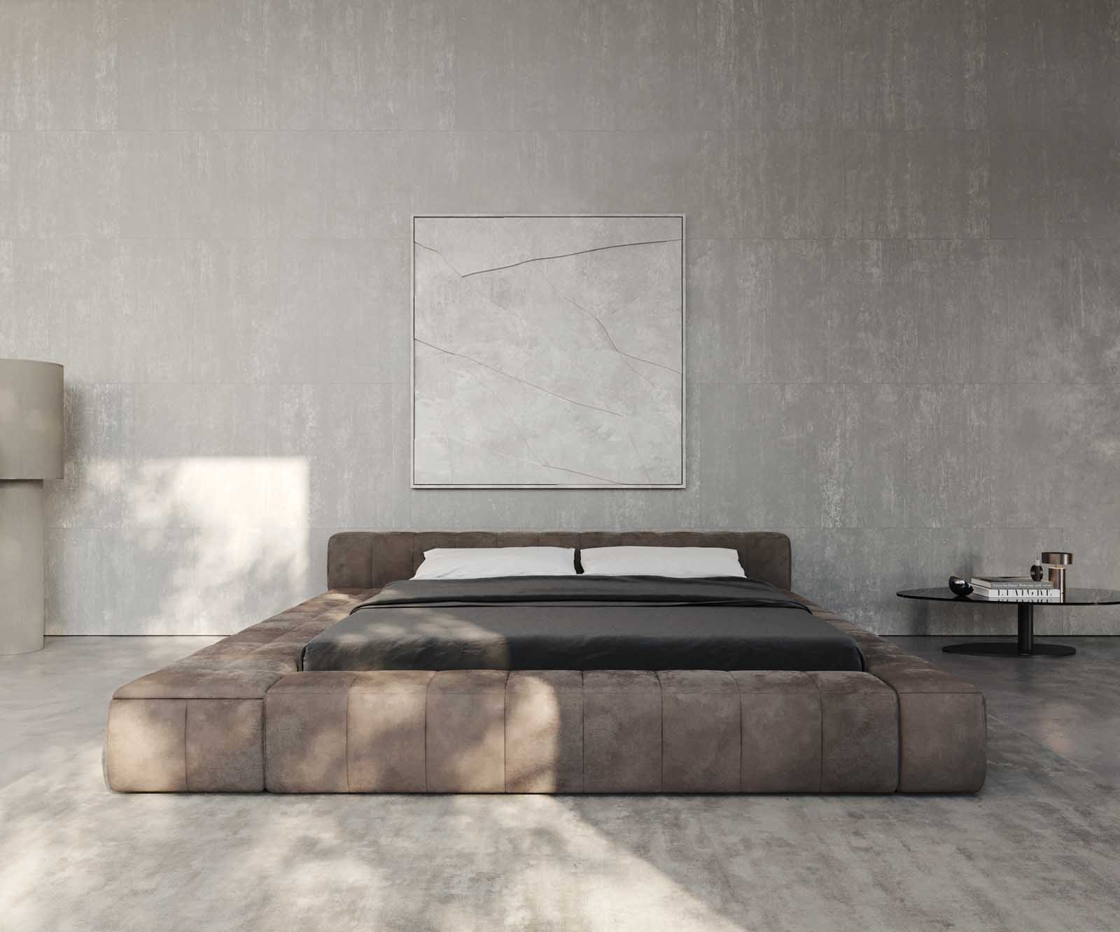 Polsterbettgestell Espazio 180x200 cm Mikrofaser Taupe Vintage mit Stauraum 3