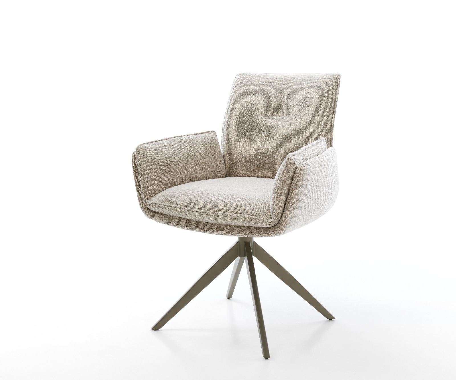 Drehstuhl Nela-Flex Webstoff Soft Beige Kreuzgestell breit Effektfinish Titan 360° drehbar Wippfunktion