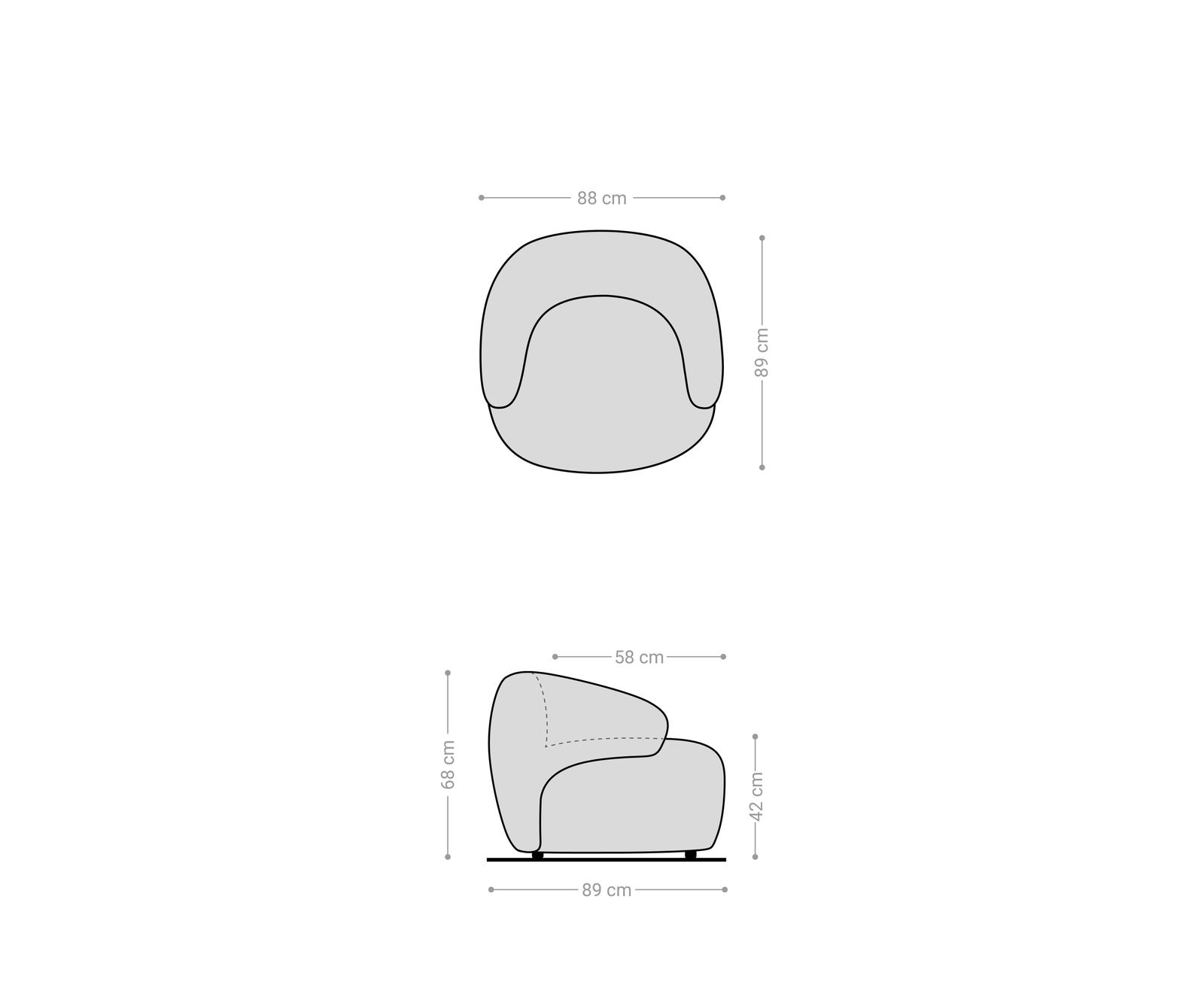 Loungesessel Nova 88x88 cm Plüsch Creme-Weiß 6 Loungesessel Nova 88x88 cm Plüsch Creme-Weiß 6