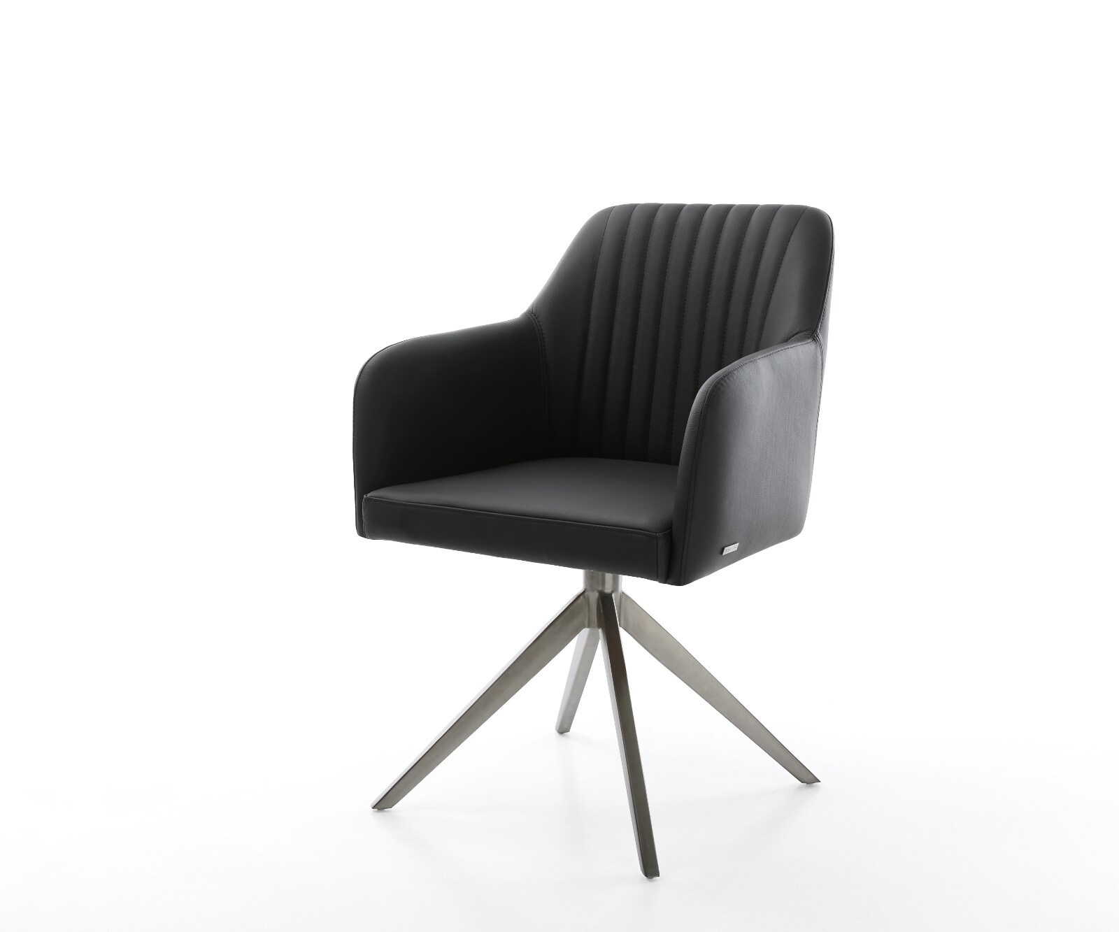 Drehstuhl Greg-Flex Echt-Leder Schwarz Kreuzgestell breit Graphit 360° drehbar Wippfunktion Taschenfederkern