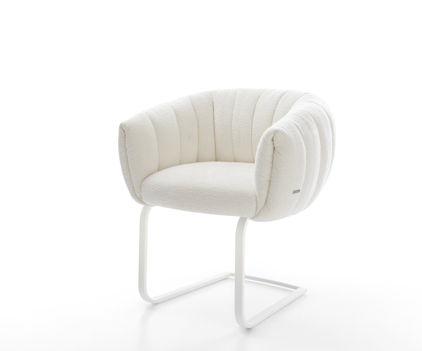 Freischwinger Jada-Flex Bouclé Soft Beige Freischwinger flach Weiß Taschenfederkern