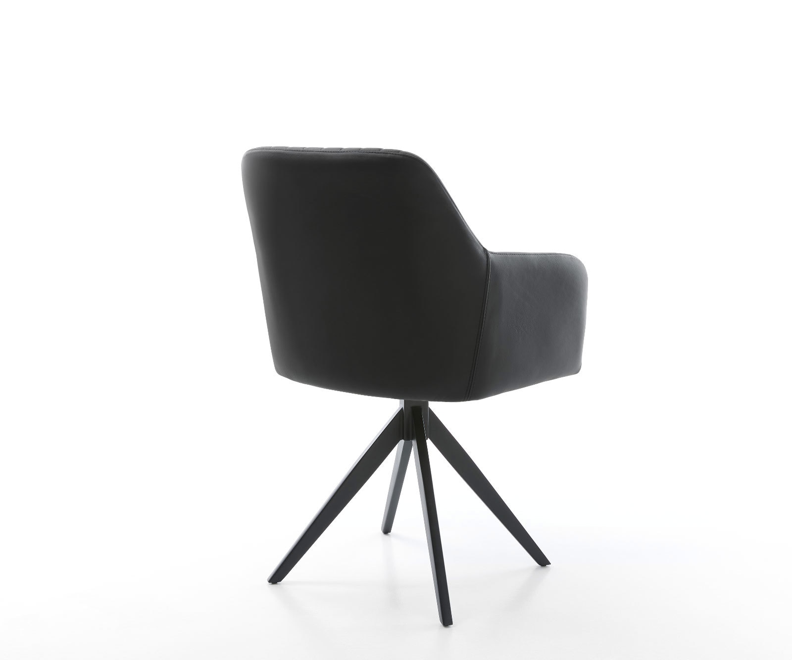 Esszimmerstuhl Greg-Flex Echt-Leder Schwarz Kreuzgestell kantig Schwarz Taschenfederkern 5