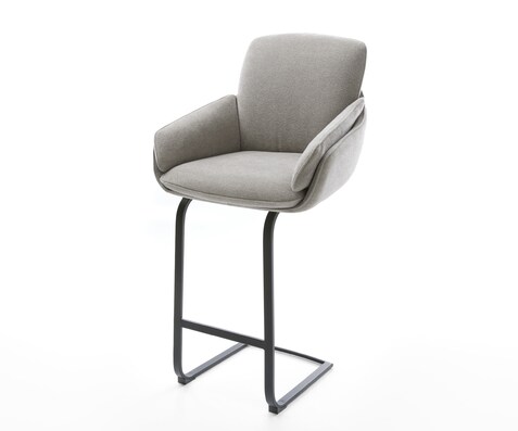 Barstuhl Luan-Flex Strukturstoff Soft Grau Freischwinger Flach Metall Schwarz