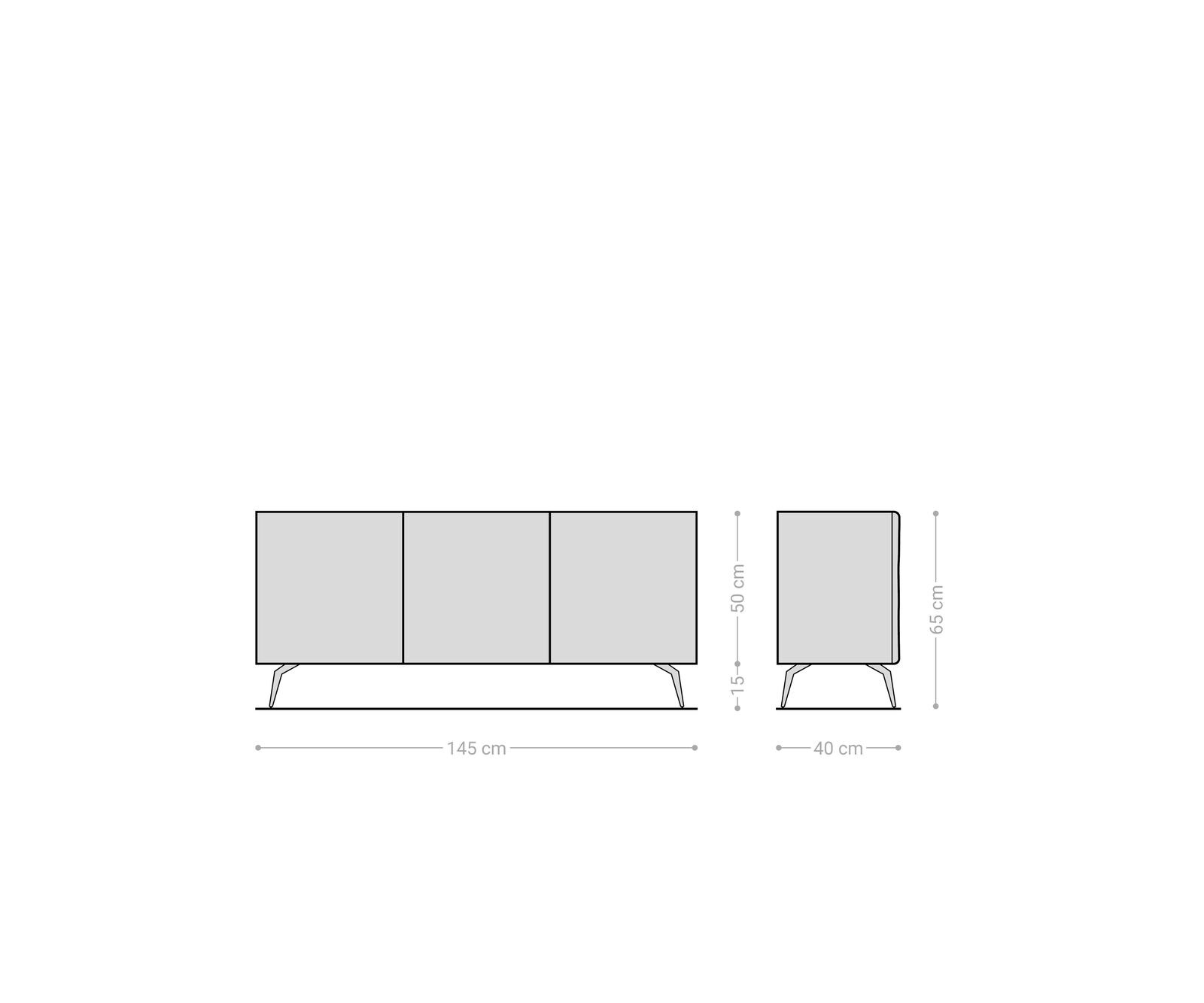 Sideboard New Live-Edge 145 cm Eiche Natur 3 Türen Winkelfuß Metall Schwarz 9