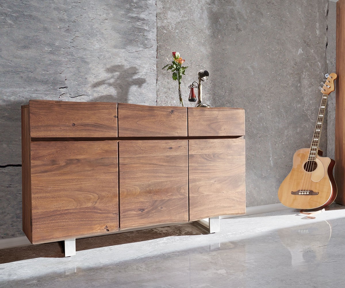 Kommode Live-Edge Akazie mit Türen und Schubkästen Baumkante 3 Kommode Live-Edge Akazie mit Türen und Schubkästen Baumkante 3