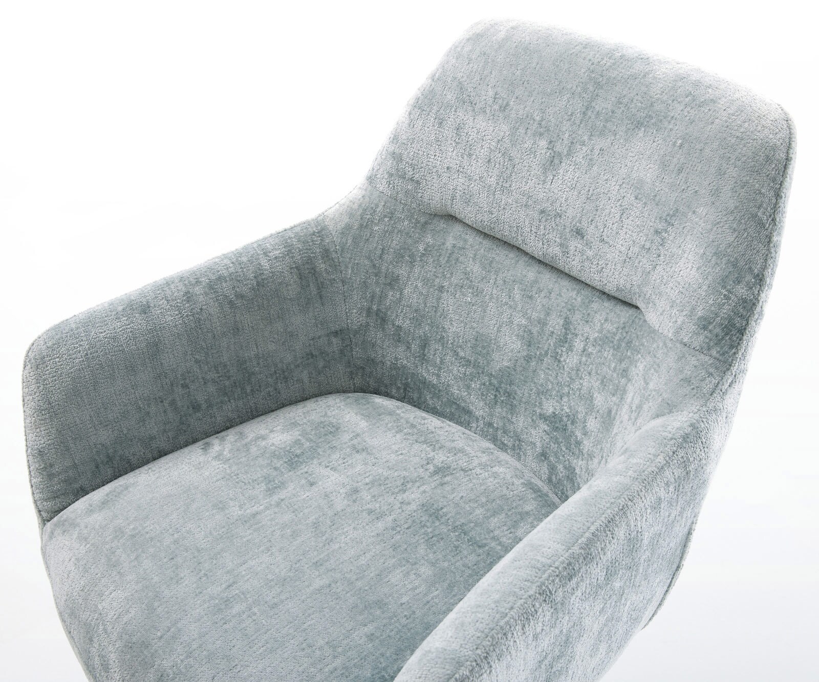 Drehstuhl Pejo-Flex Chenille Pastellblau Fußkreuz Edelstahl 360° drehbar Wippfunktion Taschenfederkern 4