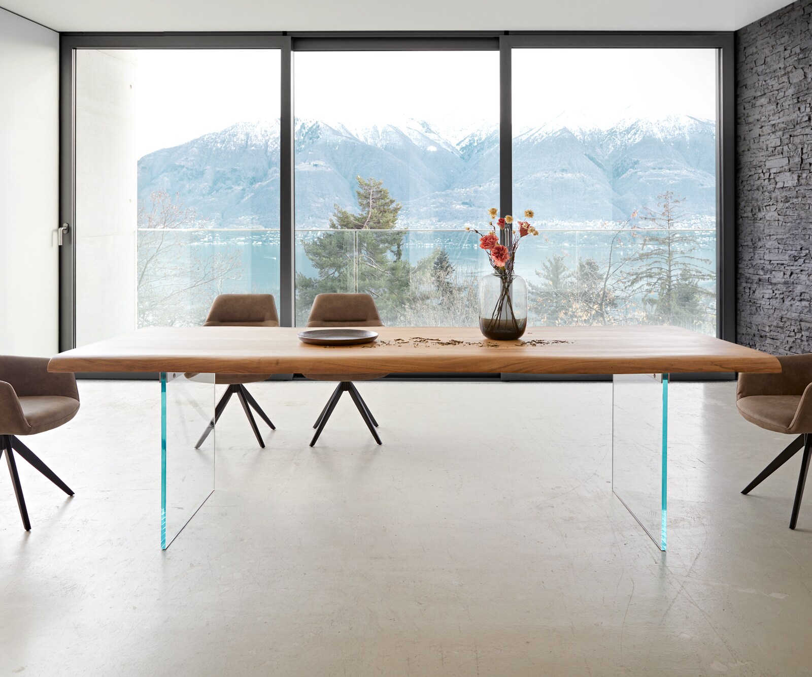Esstisch Edge 260x100 XL Akazie Natur Glas Live-Edge 1
