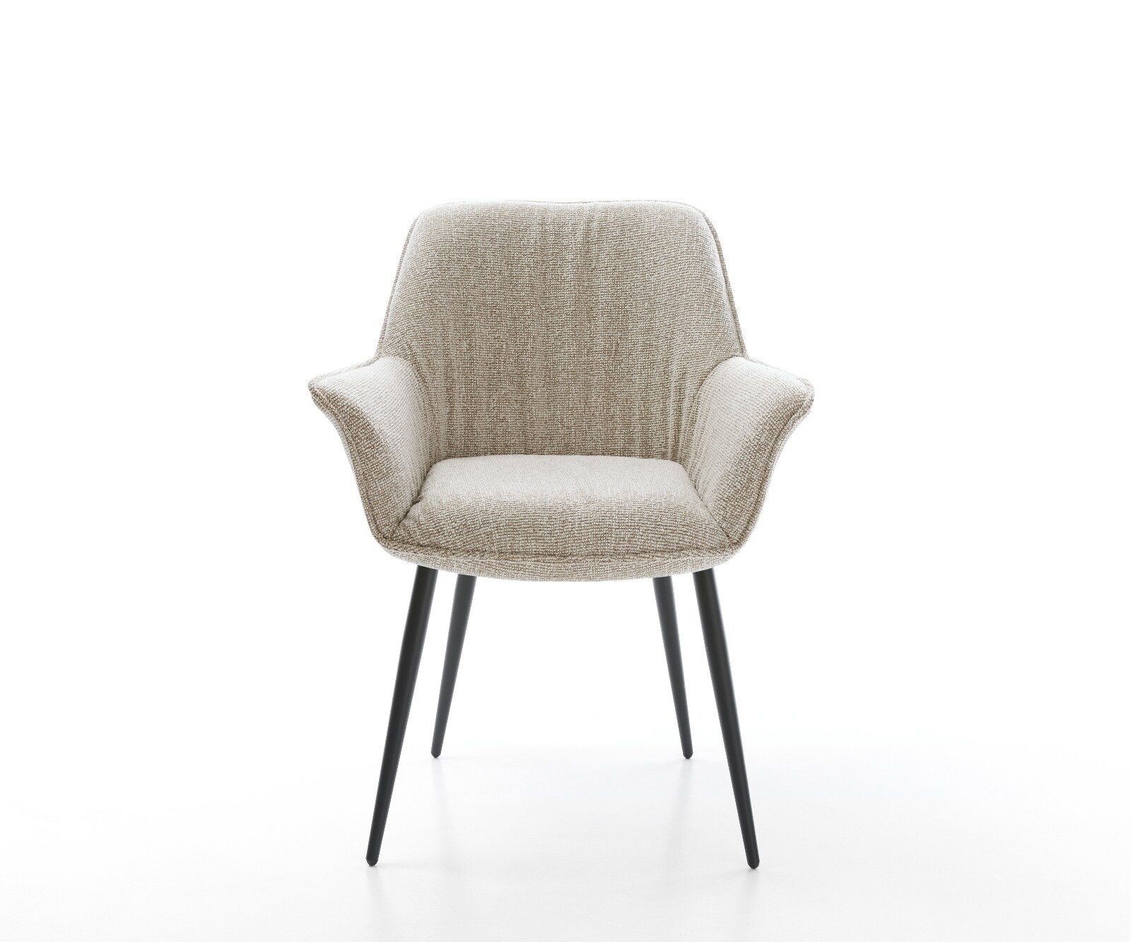 Esszimmerstuhl Keila-Flex mit Armlehnen Webstoff Soft Beige 4-Fuß konisch Schwarz 2