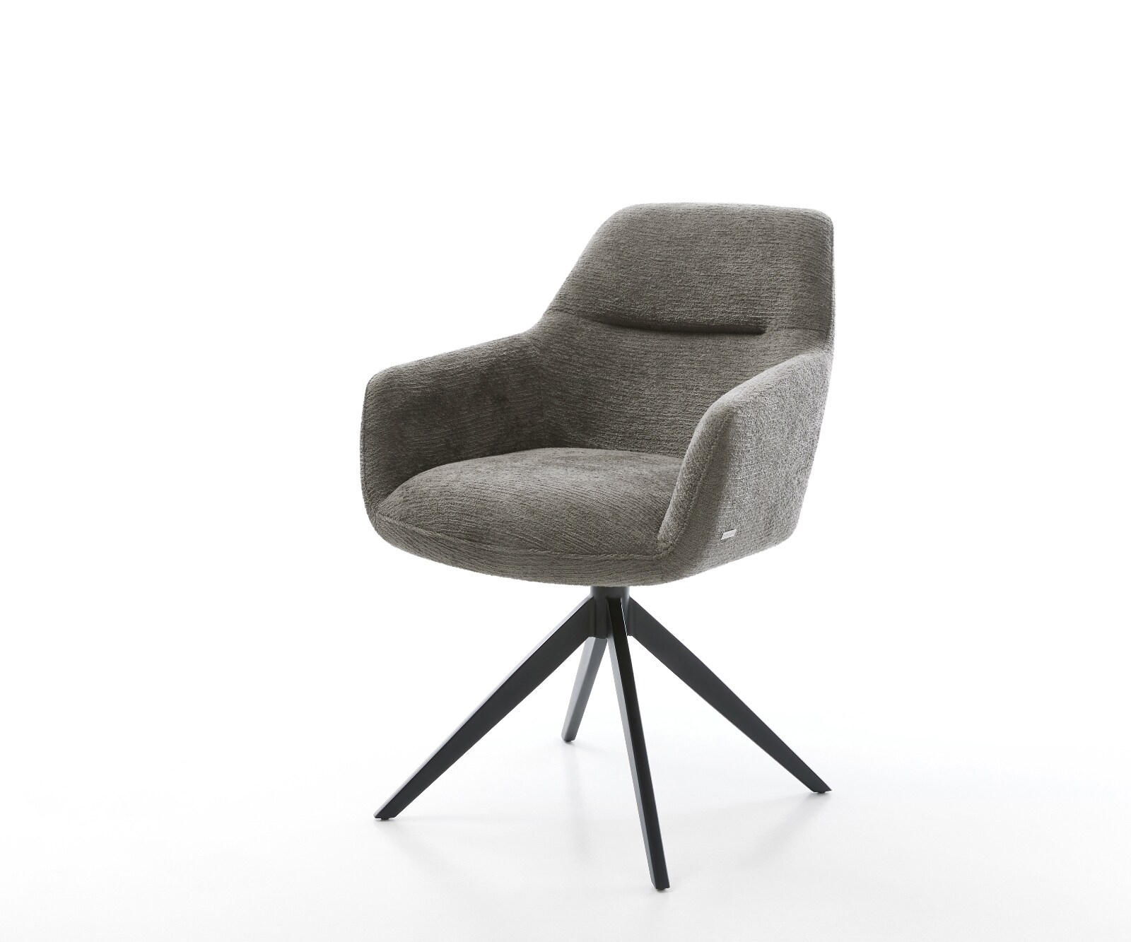 Chaise-pivotante Pejo-Flex bouclé doux couleur boue pied croisé large noir pivotement sur 360° fonction bascule resorts ensachés