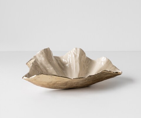 Schale Aurelia B46 x T31 x H15 cm Aluminium Champagner Ivory Handgemacht