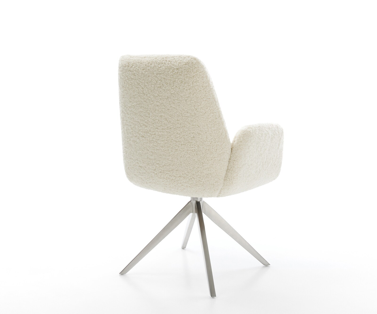 Drehstuhl Zoa-Flex Teddystoff Beige Kreuzgestell breit Edelstahl 360° drehbar Wippfunktion Taschenfederkern 5
