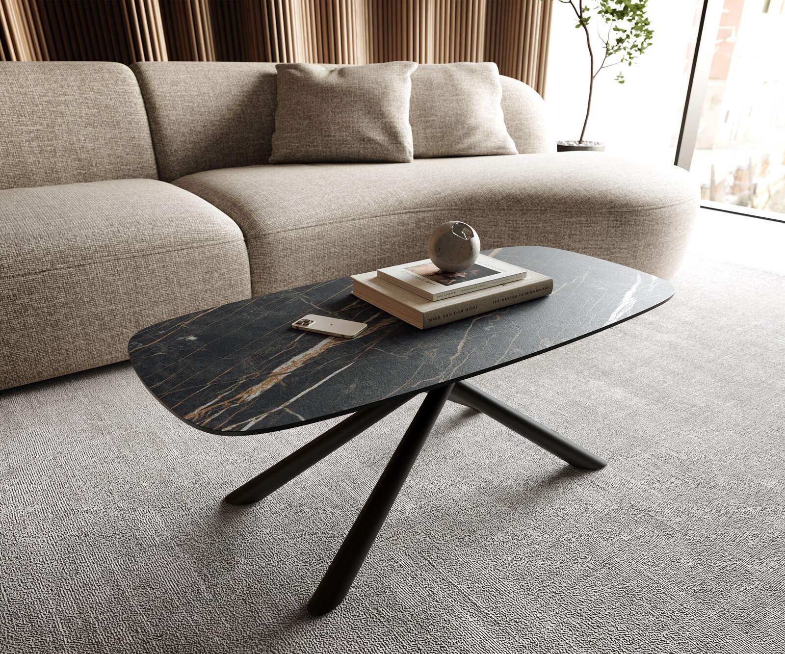 Couchtisch Edge Boot 100x50 cm Keramik Laminam® Noir Desir Braun Sarity Met günstig online kaufen