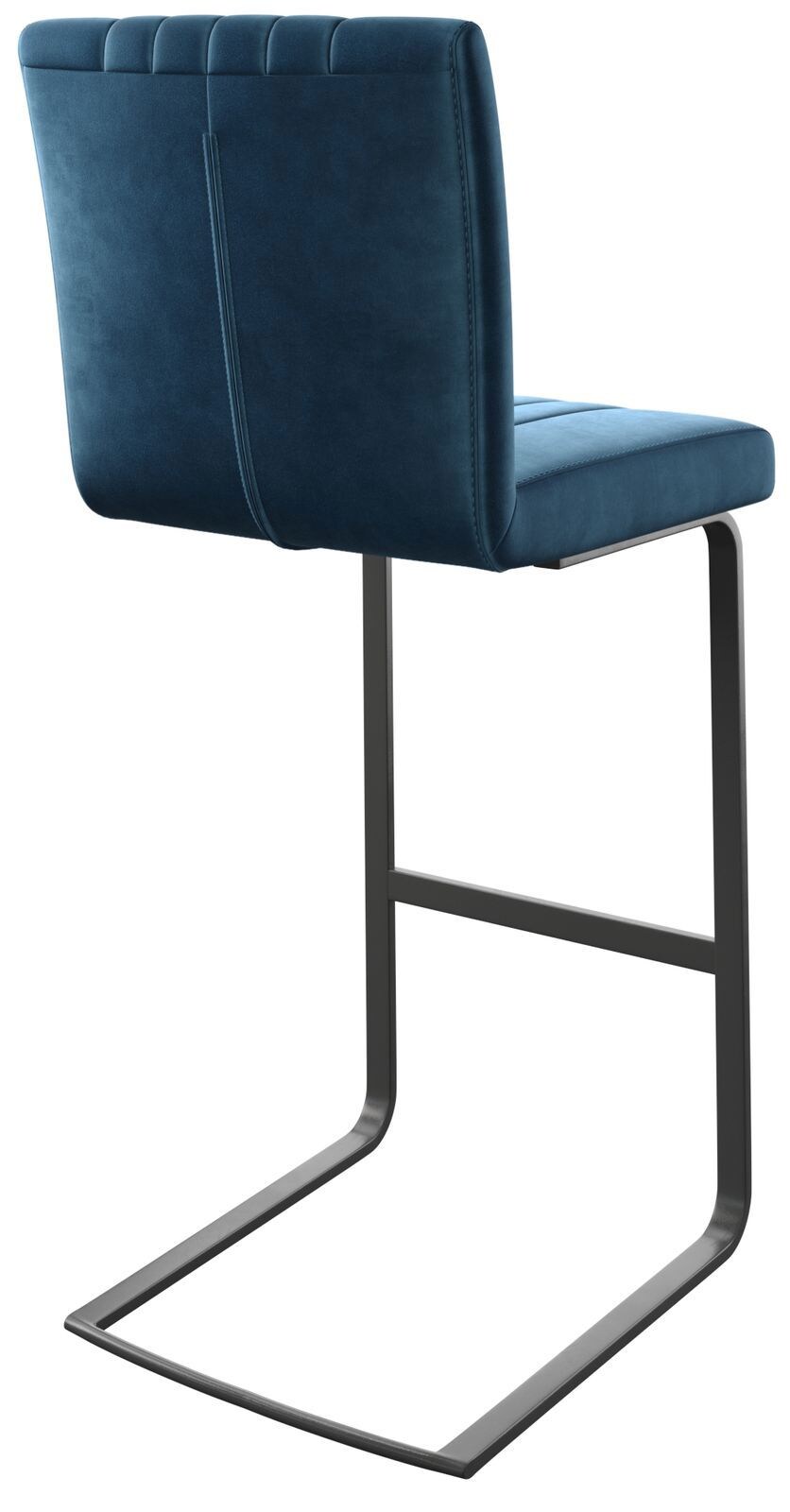 Barstuhl Luiga-Flex Samt Blau Freischwinger flach Metall 4
