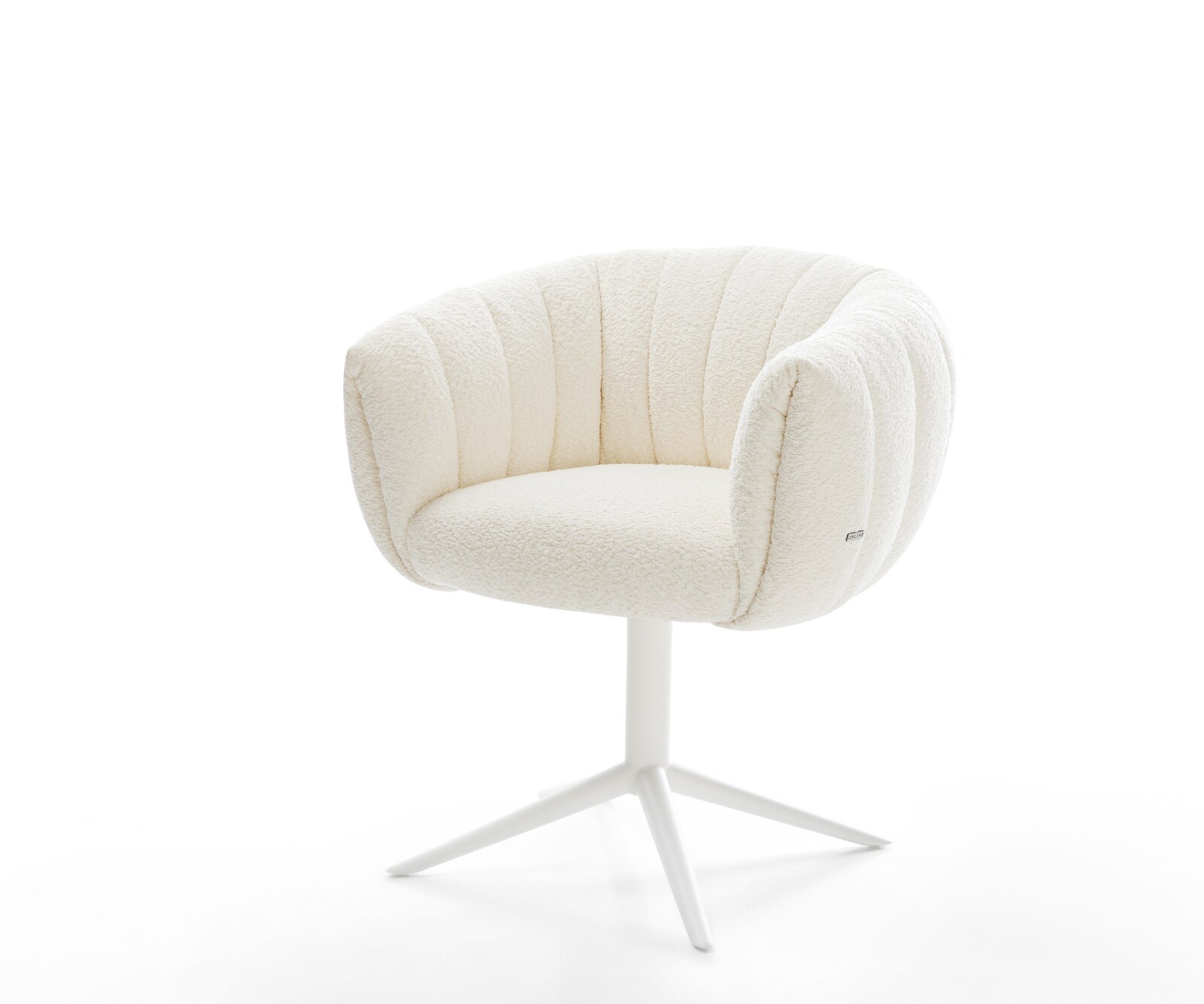 Drehstuhl Jada-Flex Bouclé Weiß Fußkreuz Weiß 360° drehbar Wippfunktion Taschenfederkern 1