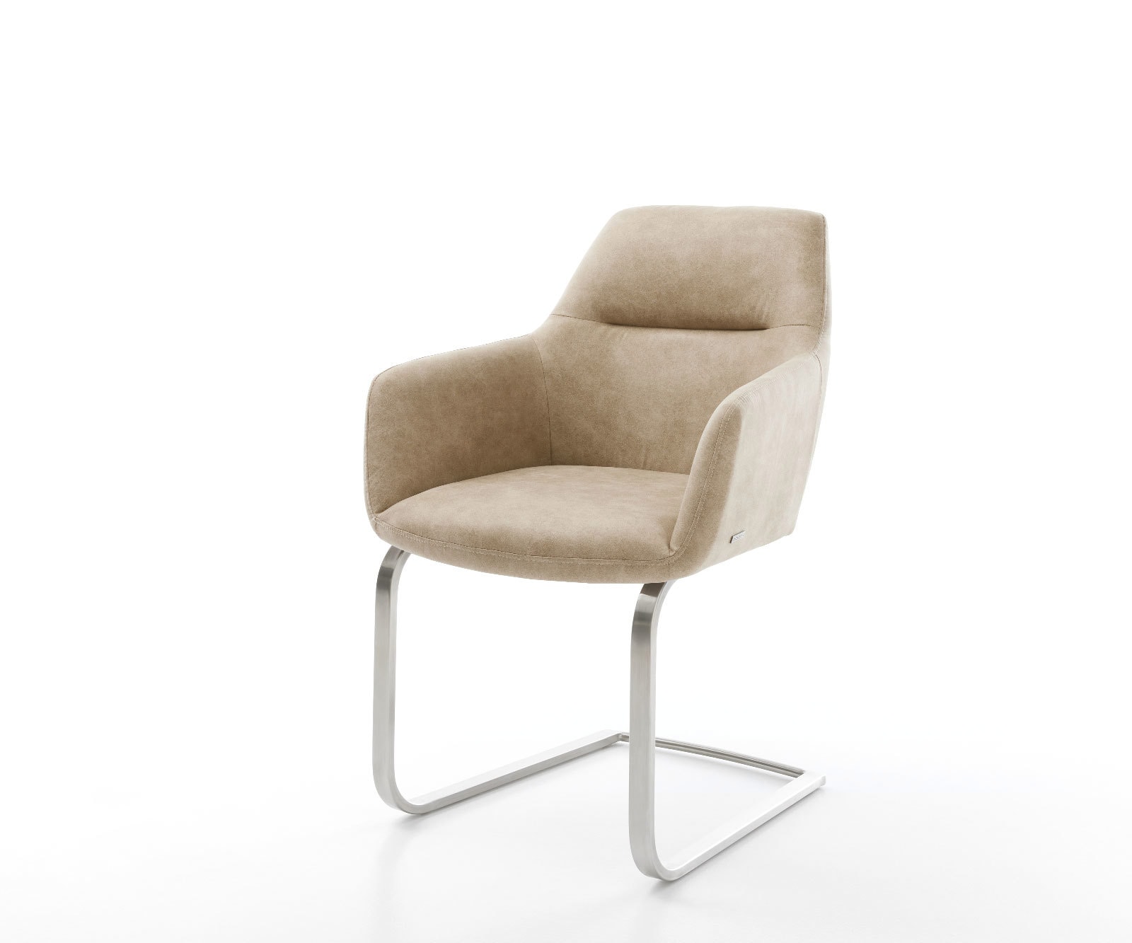 Freischwinger Pejo-Flex Mikrofaser Beige Vintage Freischwinger flach Edelstahl Taschenfederkern Freischwinger Pejo-Flex Mikrofaser Beige Vintage Freischwinger flach Edelstahl Taschenfederkern