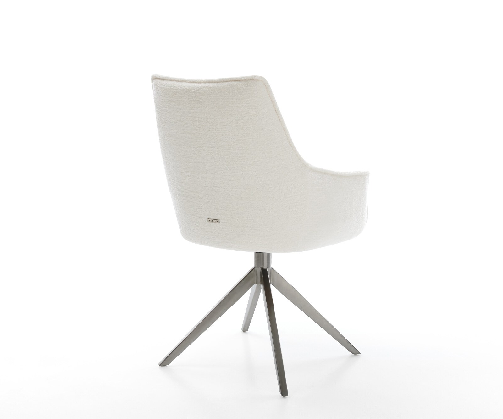 Drehstuhl Alja-Flex mit Armlehnen Bouclé Soft Beige Kreuzgestell breit Graphit 360° drehbar Wippfunktion Taschenfederkern 4