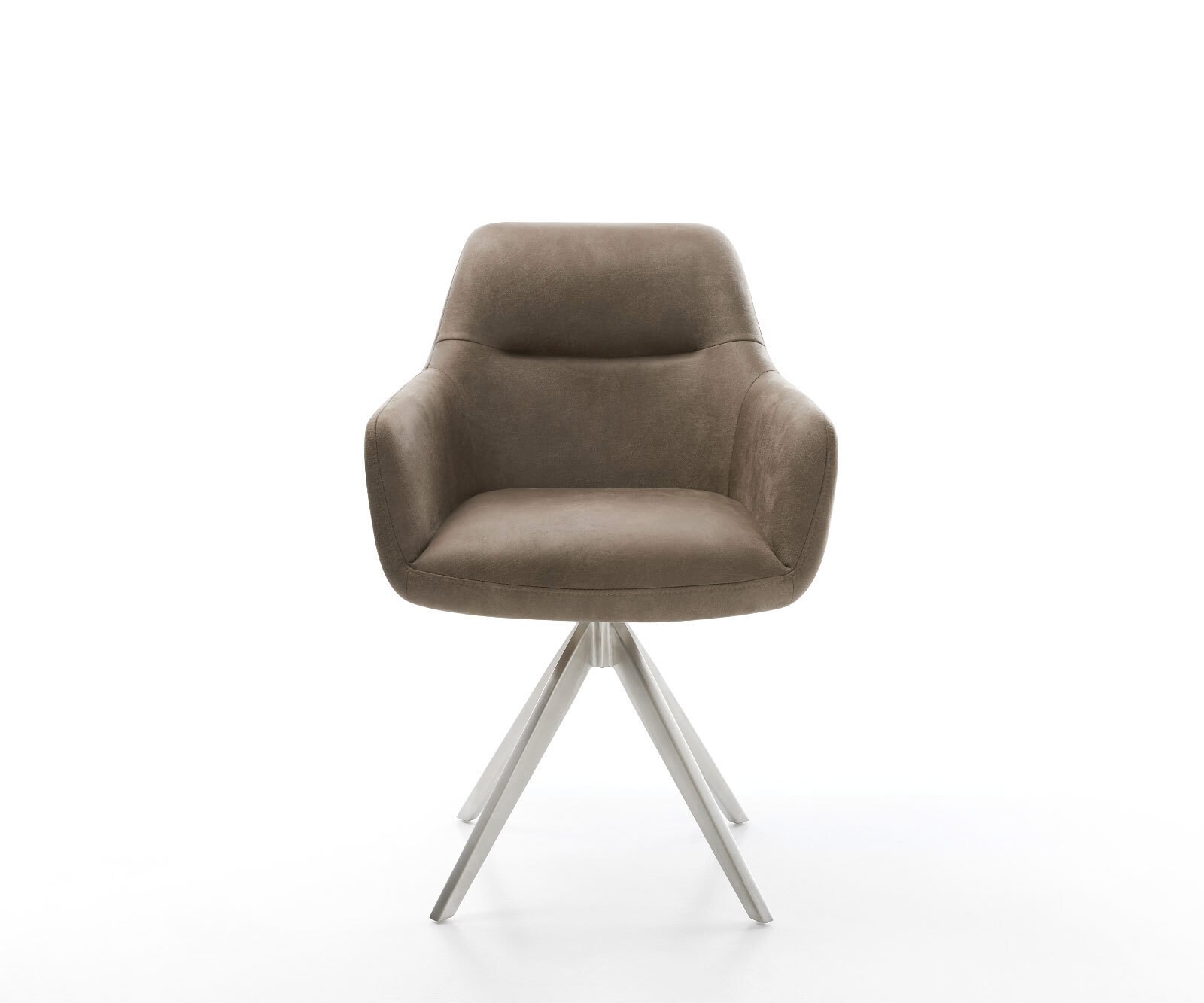 Esszimmerstuhl Pejo-Flex Mikrofaser Taupe Vintage Kreuzgestell kantig Edelstahl Taschenfederkern 1