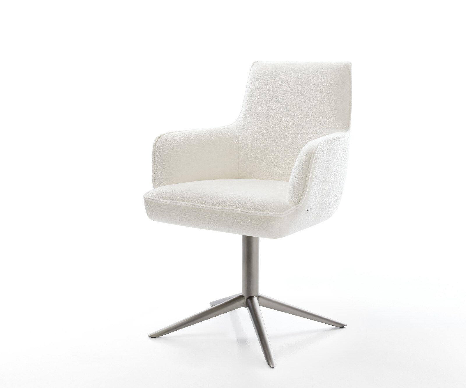 Drehstuhl Heira-Flex mit Armlehnen Bouclé Soft Beige Fußkreuz Graphit 360° drehbar Wippfunktion Taschenfederkern 1