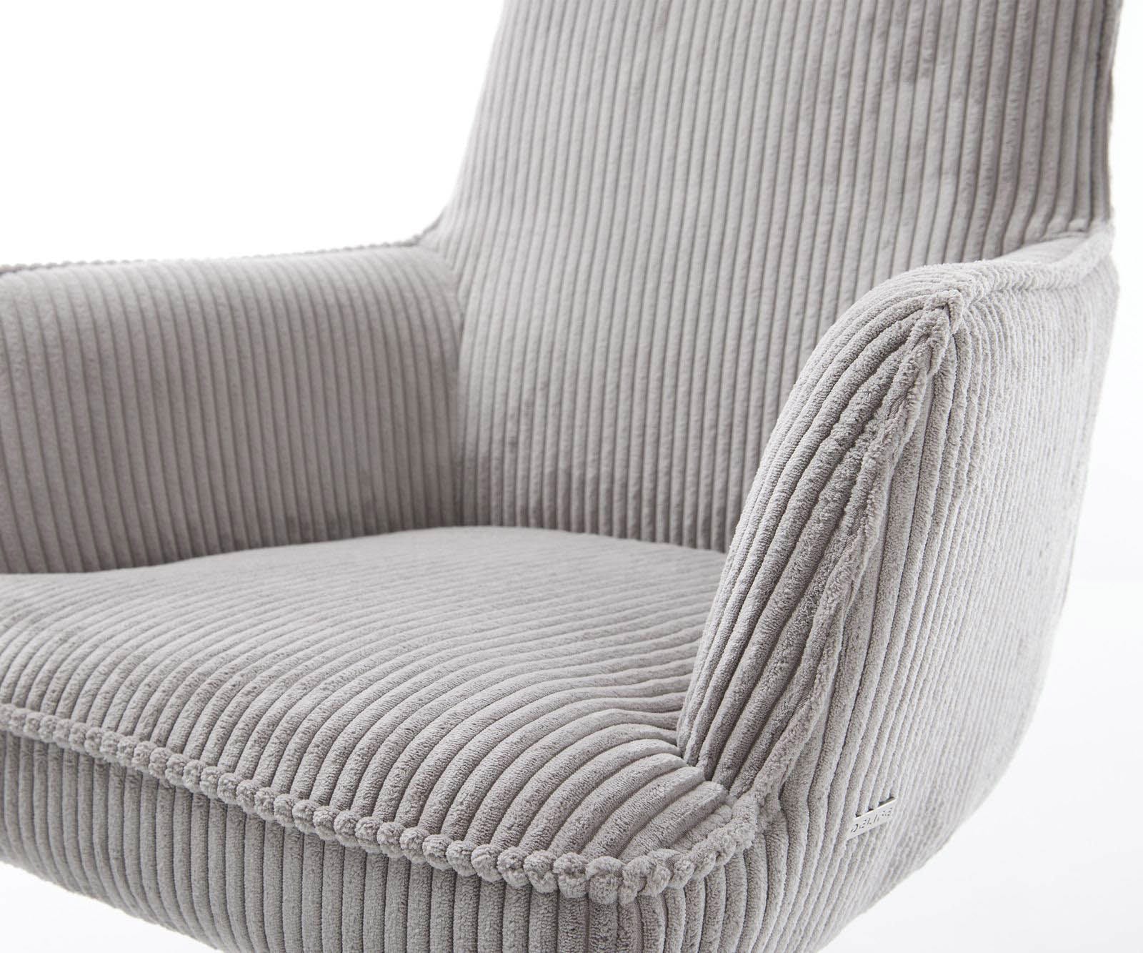 Freischwinger Heira-Flex mit Armlehnen Cord Silbergrau Freischwinger flach Effektfinish Titan Taschenfederkern 3