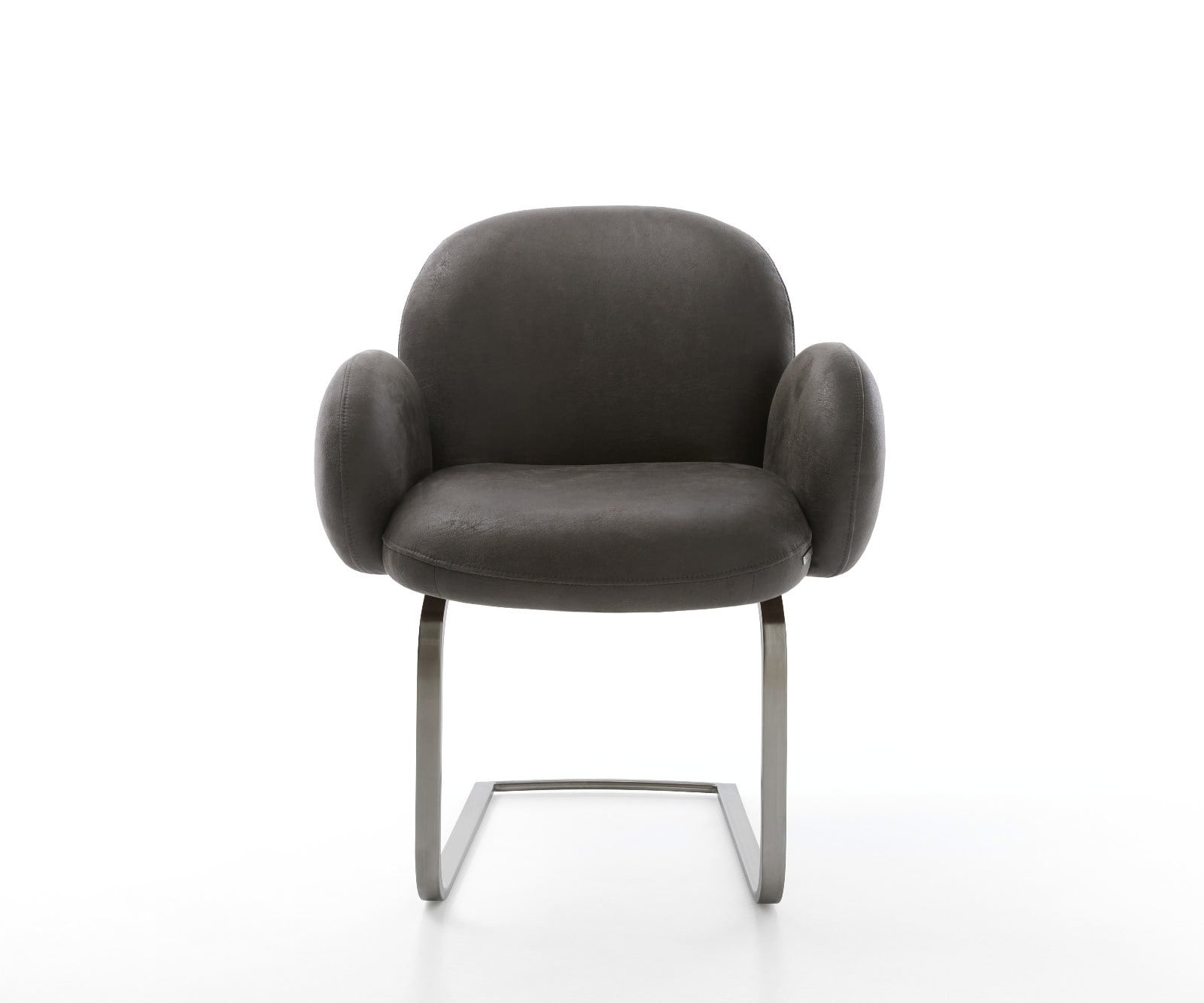 Freischwinger Nube-Flex mit Armlehnen Mikrofaser Anthrazit Vintage Freischwinger flach Graphit Taschenfederkern 1